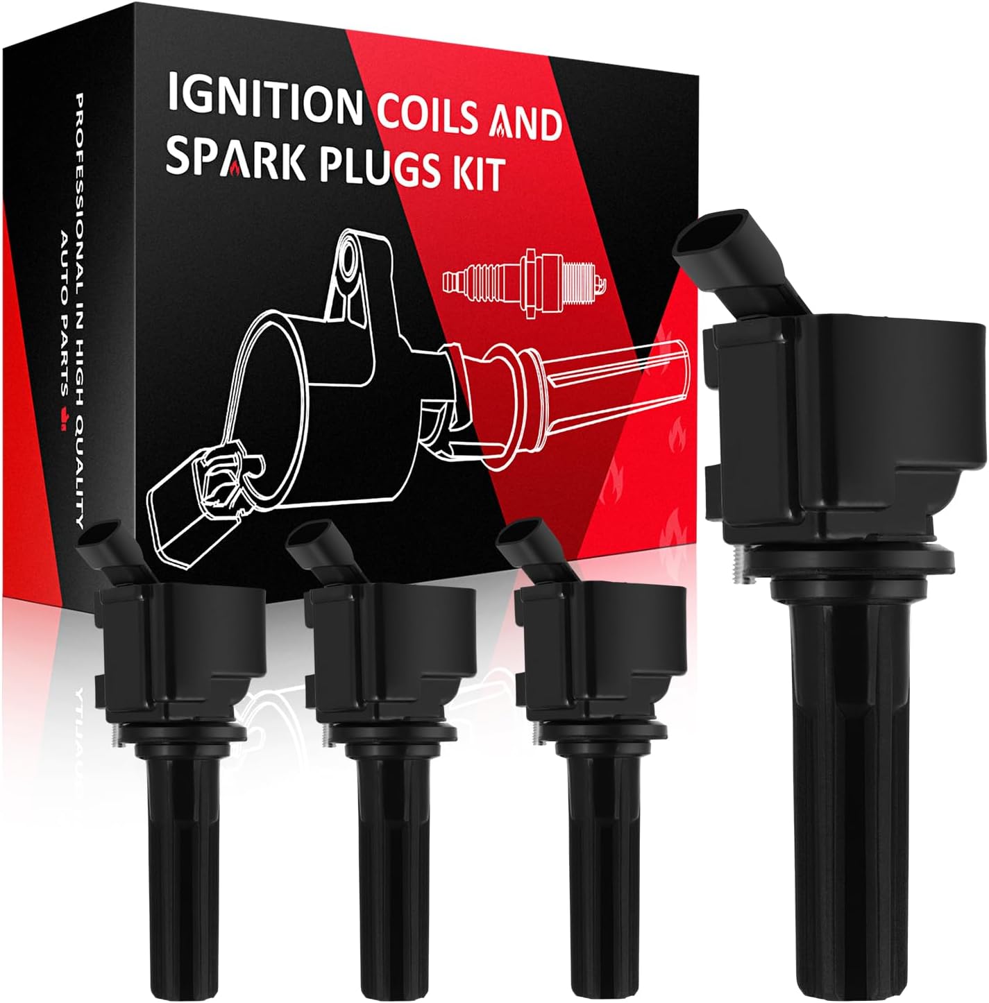 SCITOO Ignition Coil Coils Pack fits for Saab 9-7x 4.2L 2006-2009 for Isuzu Ascender 4.2L 2006-2007 for Hummer H3T 3.7L 2009-2010 for Buick Rainier 4.2L 2006-2007 UF497 C1558 12596547 set of 4