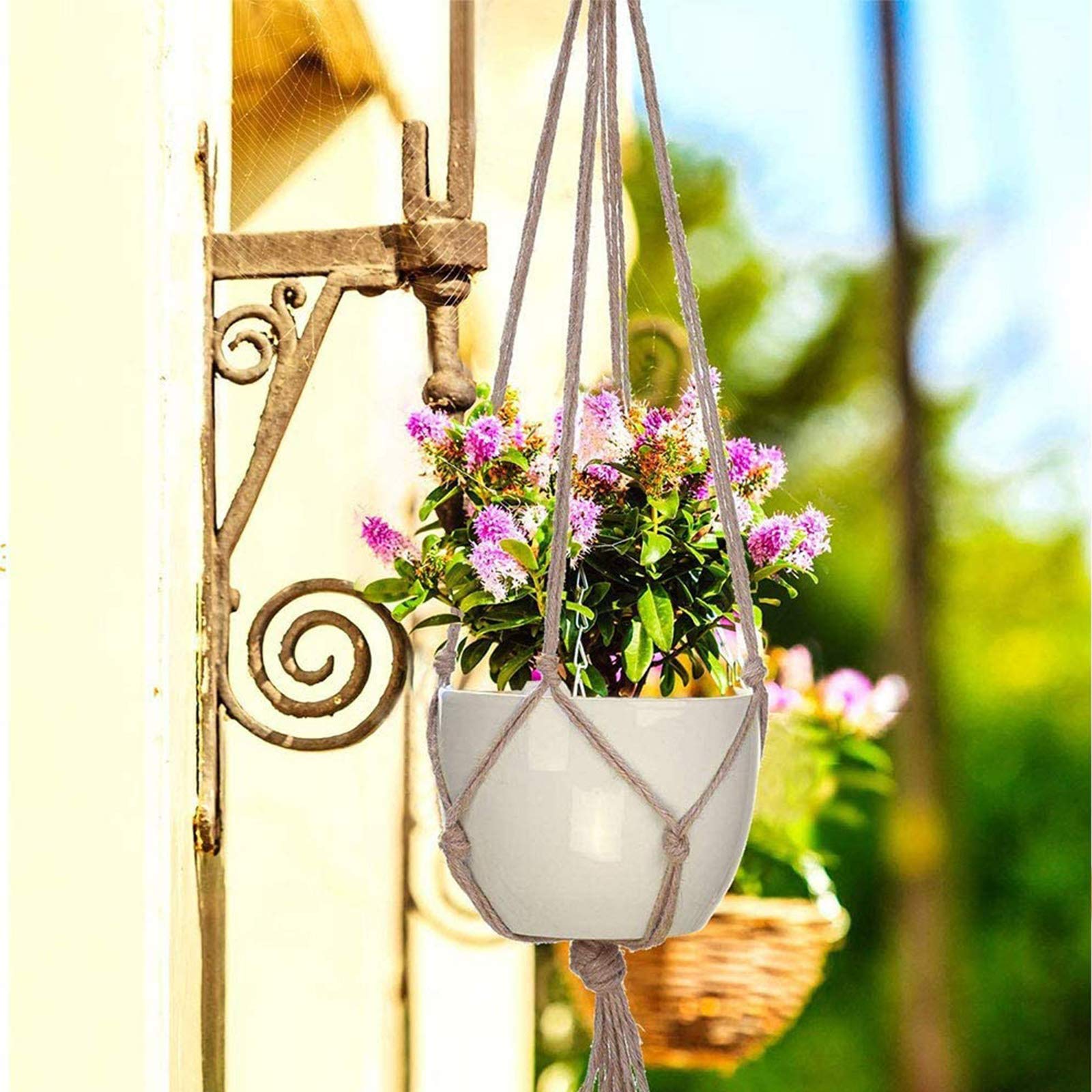 XinSa 3 Pezzi Vasi Sospesi per Piante Sospese Portafiori, Corda per Vasi Appesi Macrame, per Interni, Esterni, Soffitto, Decorazione della Parete del Balcone, 90 Cm / 105 Cm / 122 Cm