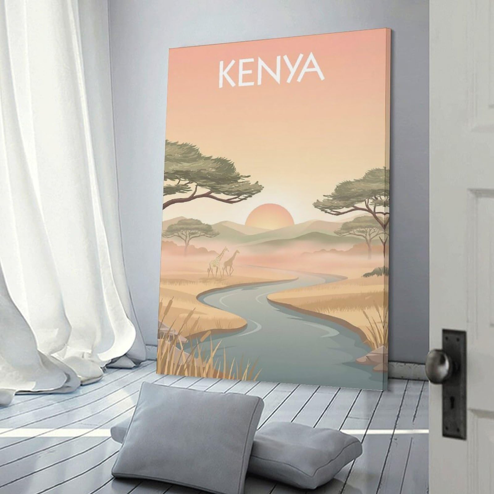 Junmoney Kenya Sunrise Wall Art Print 24x36inch(60x90cm), for Art Walls, Layered Displays Or Homes, Wall Decor Suited to Curated Displays