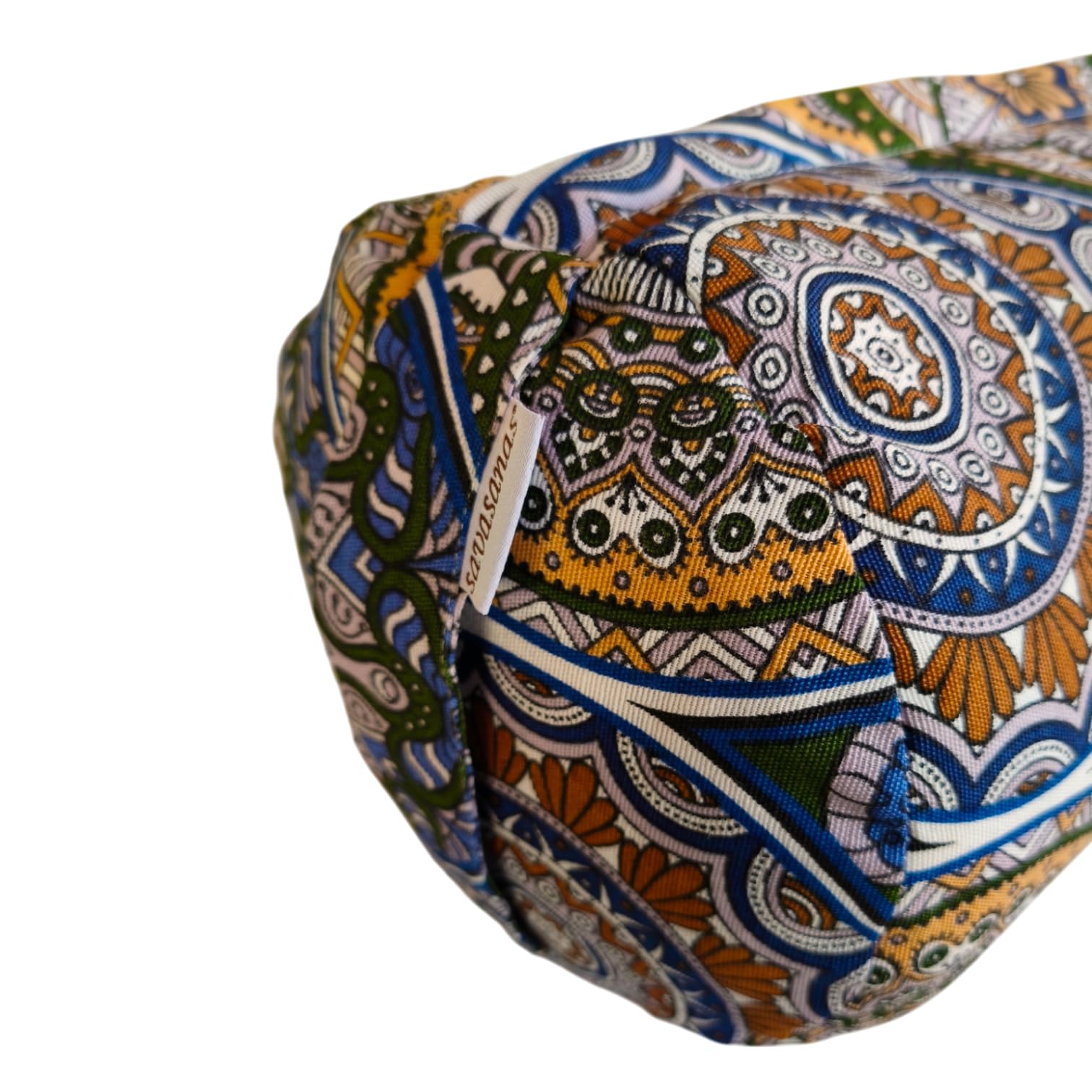 Bolter yoga "Mandalas Persa blu", cuscino yoga, cuscino meditazione, bolster cilindrico, cuscino yoga cilindrico, rivestimento lavabile, ripieno di pula di farro bio, 62x20cm