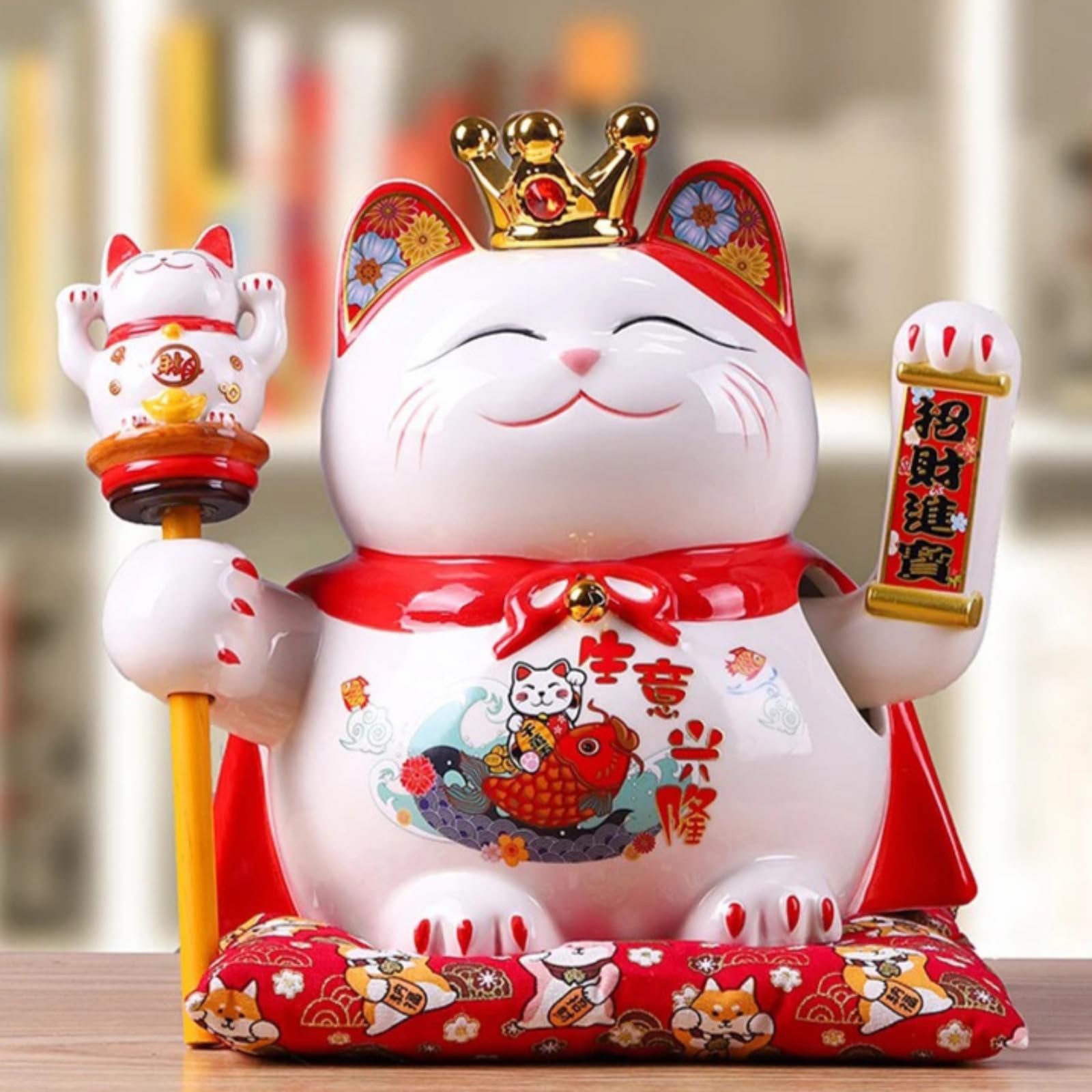 Porcelaine avec bras agitant rouge 26 cm pour remplacer vos décorations de fête ternes