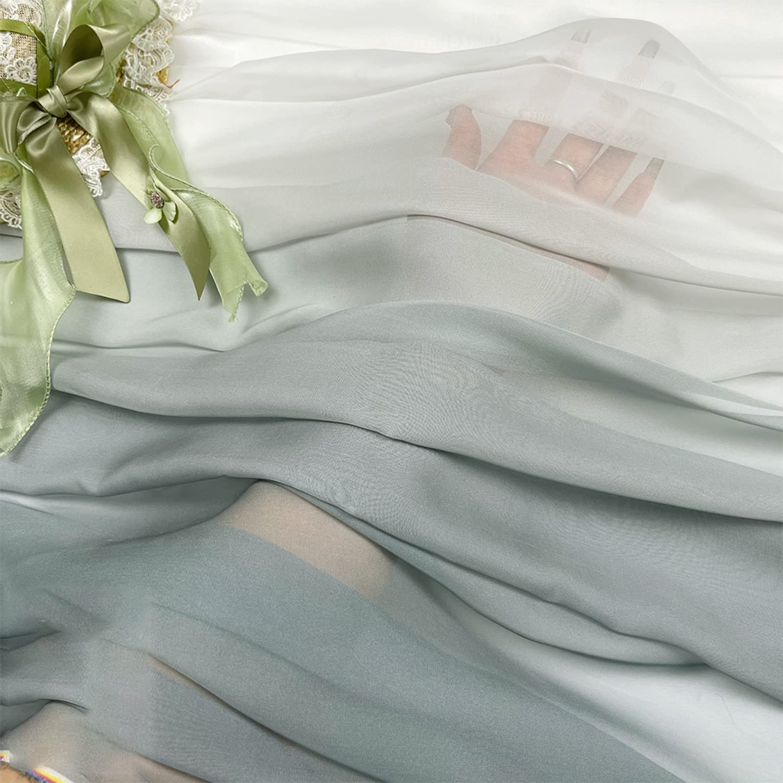 Tela de Chifón Diy Making Fabric 150 cm de Ancho Tela de Chifón Cortinas de Cinta de Chifón para la Decoración de Banquetes de Bodas Largas Mesas Al Aire Libre/Gris Claro/1,5 * 2M