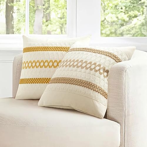 Miniatura 7 de MIULEE Fundas de almohada lumbares decorativas bohemias, cojín de algodón retro, tejidas de macramé para decoración del hogar para cama, sofá,