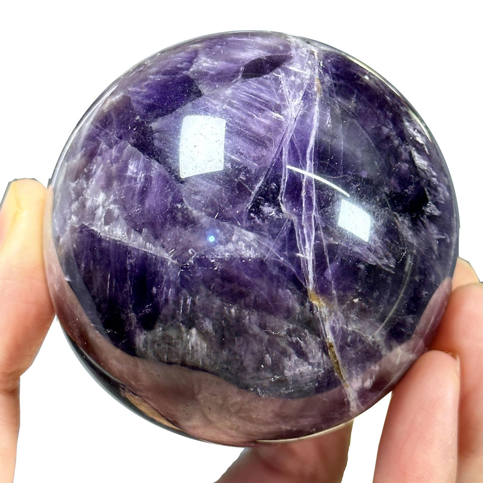 LHAOEEEYG Crystal Ball Amethyst Gemstone Sphere, Stone Round Collection for Home Decoration,9cm/3.5in
