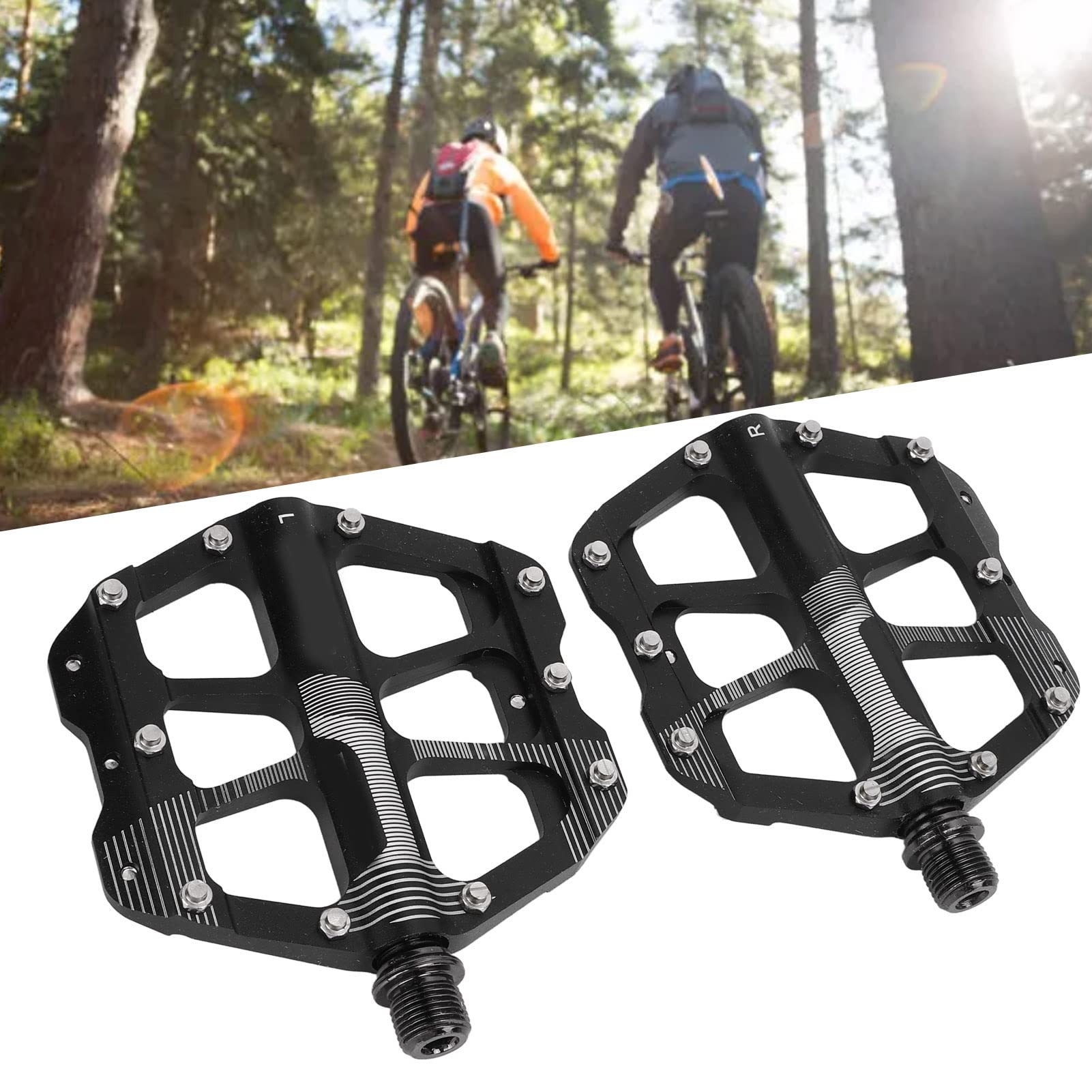 Changor Pedal de Bicicleta Ultraligero Antideslizante con 3 Rodamientos para Bicicleta de Montaña y de Carretera, Aleación de Aluminio, Banda de Rodadura de 107 Mm, 1 par