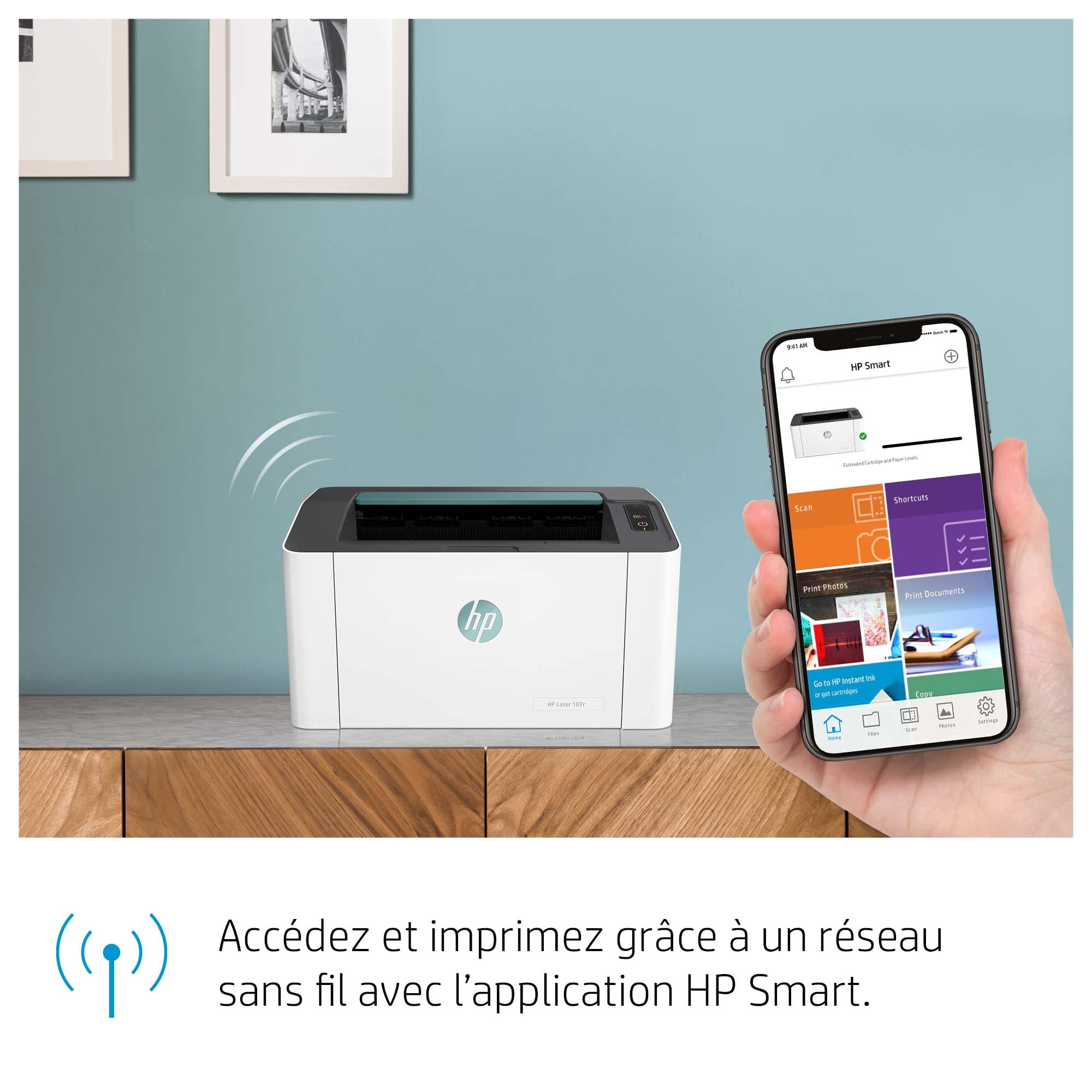 HP Laser 107r Imprimante Laser - Monochrome (Impression, A4, HP Smart)