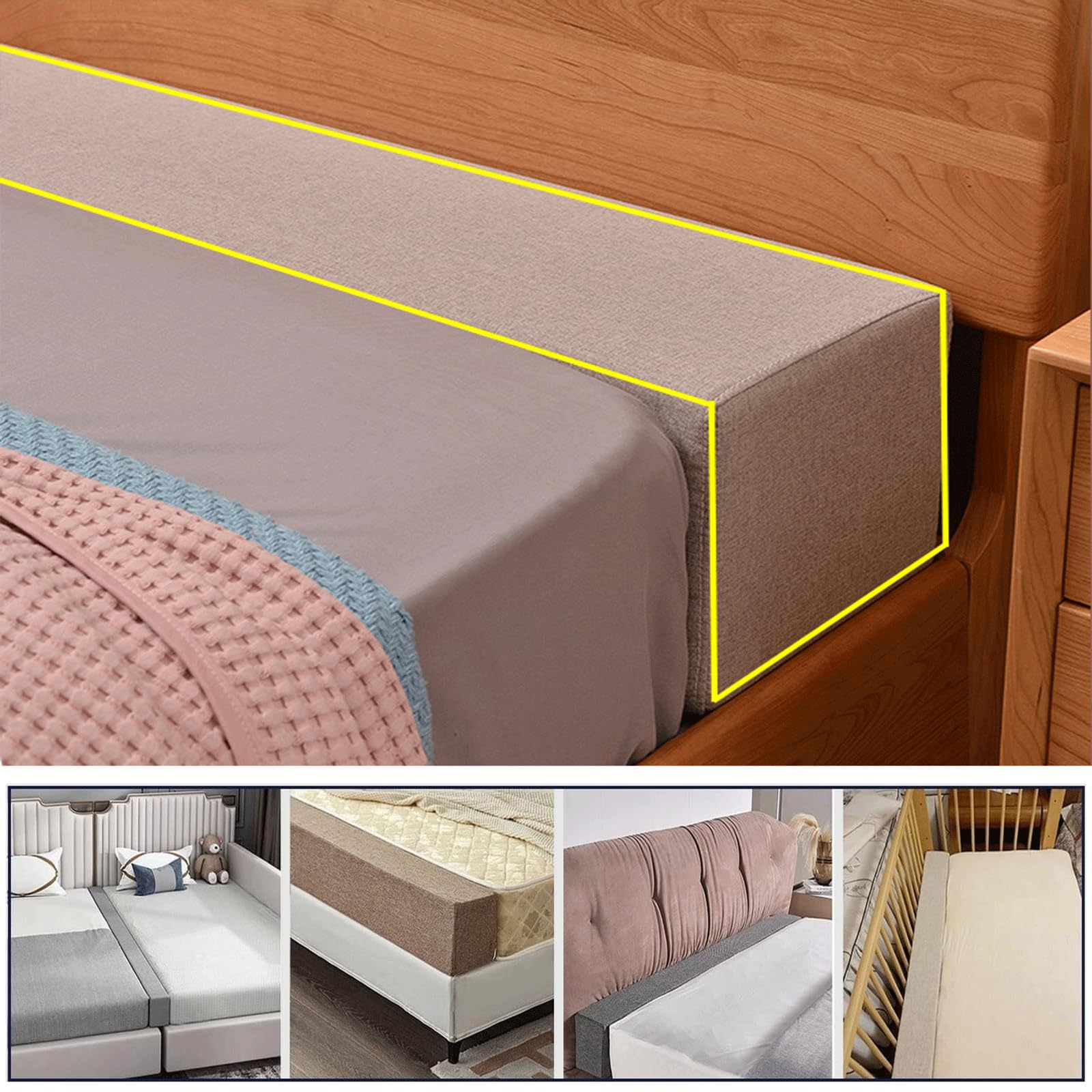 Cuscini riempitivi per letto e parete, 200 x 10 x 20 cm, ideali per materasso e comodino, riempitivo essenziale per la decorazione della casa.