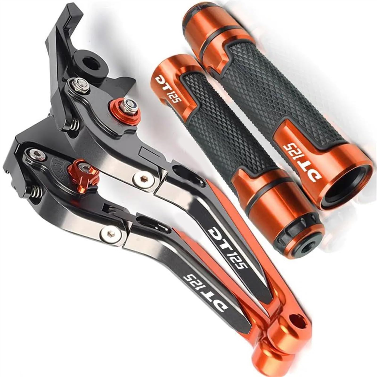 Leviers de frein Yamaha DT125 2006 réglables avec poignées guidon rouges