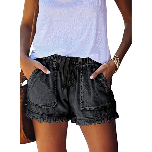 Acelitt Women Comfy Drawstring Casual Elastic Waist Pocketed Shorts Pants (S-XXL)