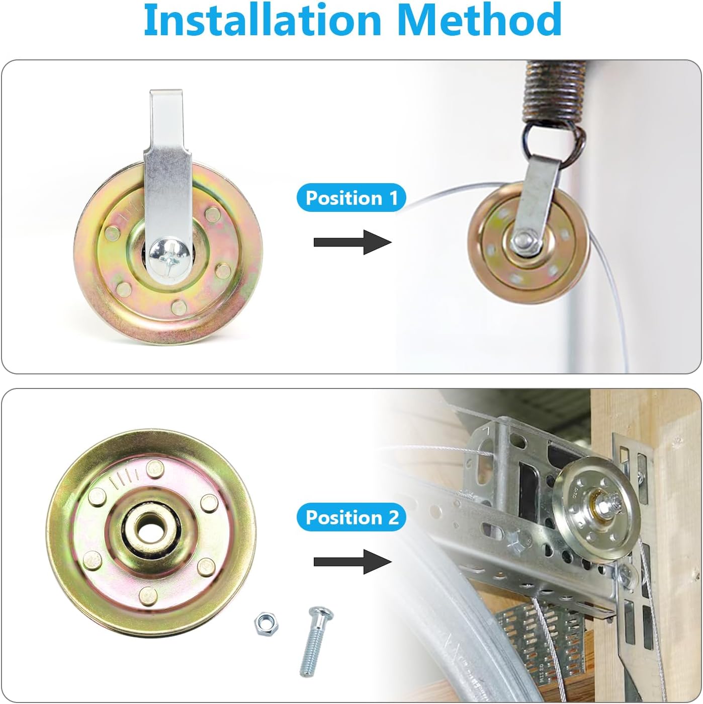 3" Heavy Duty Garage Door Pulley Kits, 3/8" Arbor 200LB Load, 8 Sheave Pulleys, 4 Clevis Forks, 8 Bolts and Nuts Kit
