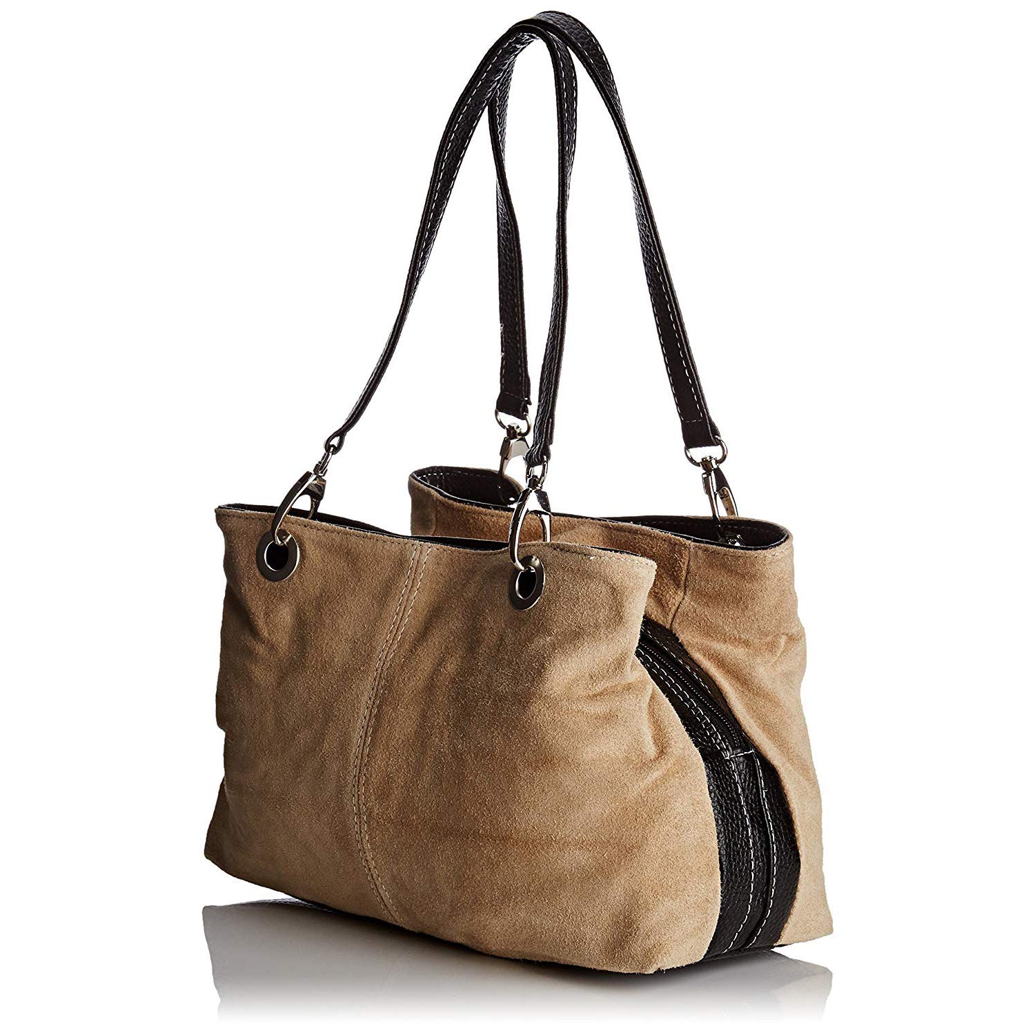 Chicca Borse Borsa a mano pochette da donna in pelle scamosciata 32 x 20 x 14 cm - Mod. Dafne