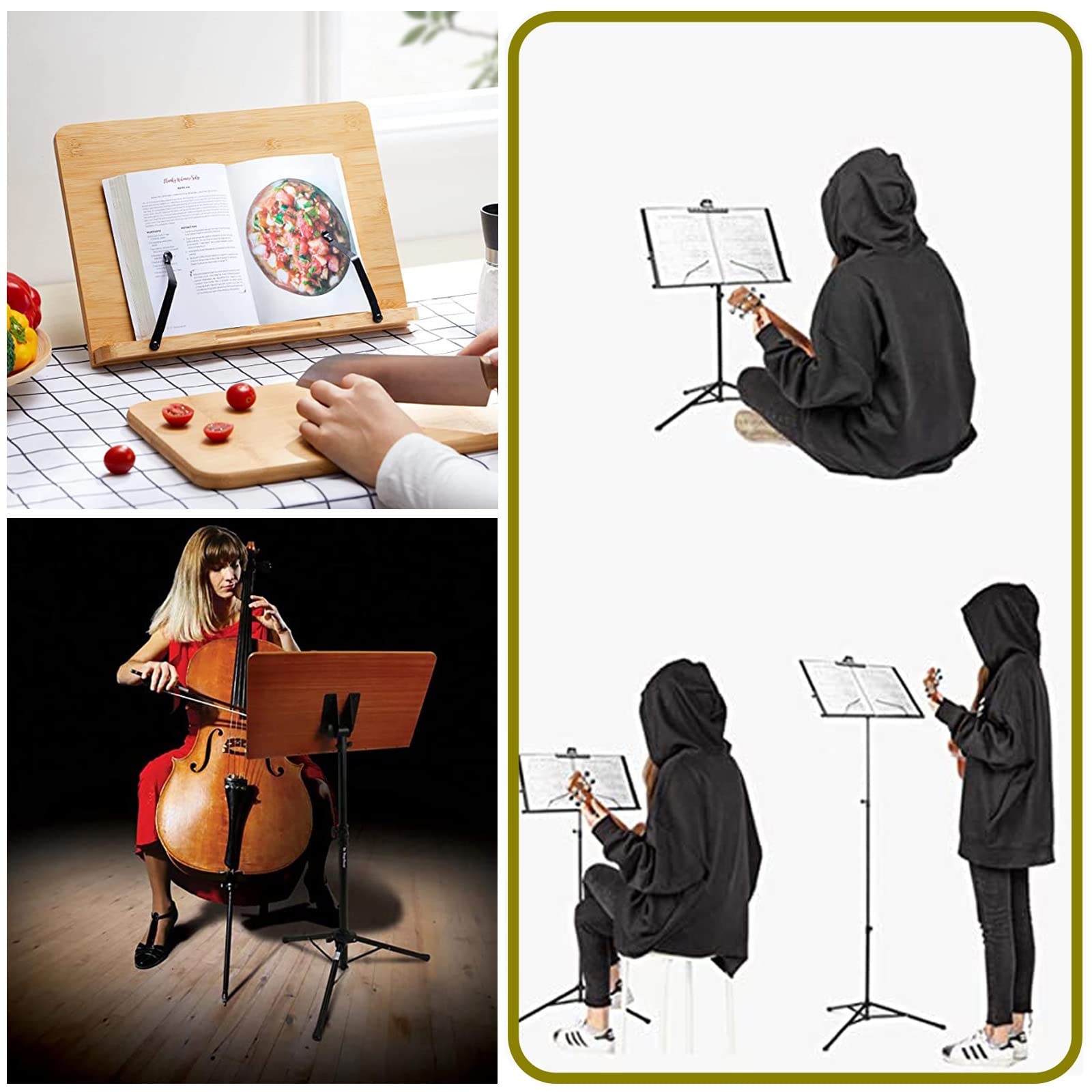 Atril para Partituras con Soporte para Violín, Atril para Partituras con Soporte para Teléfono Y Micrófono, Adecuado para Conciertos, Escuelas, Presentaciones De Orquesta,