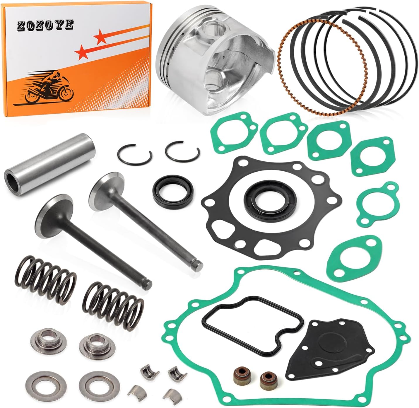 Top End Rebuild Kit STD Piston and Ring Intake Exhaust Valve & Spring Gasket Seal For Club Car DS Precedent Golf Cart FE290 Engine 1992-up