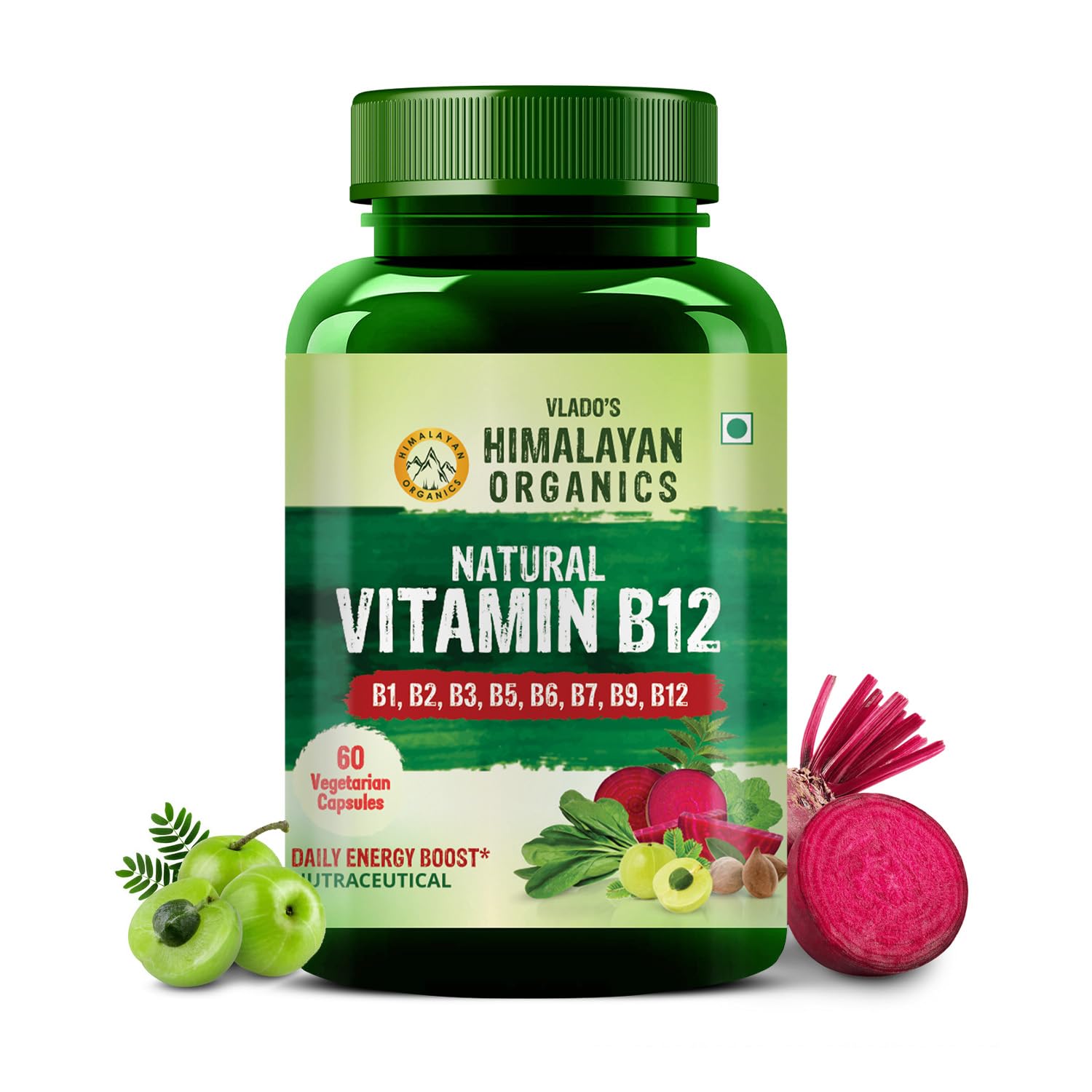 Vlados Himalayan Organics Plant Based Vitamin B12 Supplement | B1,B2,B3,B5,B6,B7,B9,Moringa| Boost Energy Level | Good For Digestion And Nerve Health | Glowing Skin For Men & Women - 60 Vegetarian Capsules (B0BWTNYD9J) Amazon Price History, Amazon Price Tracker