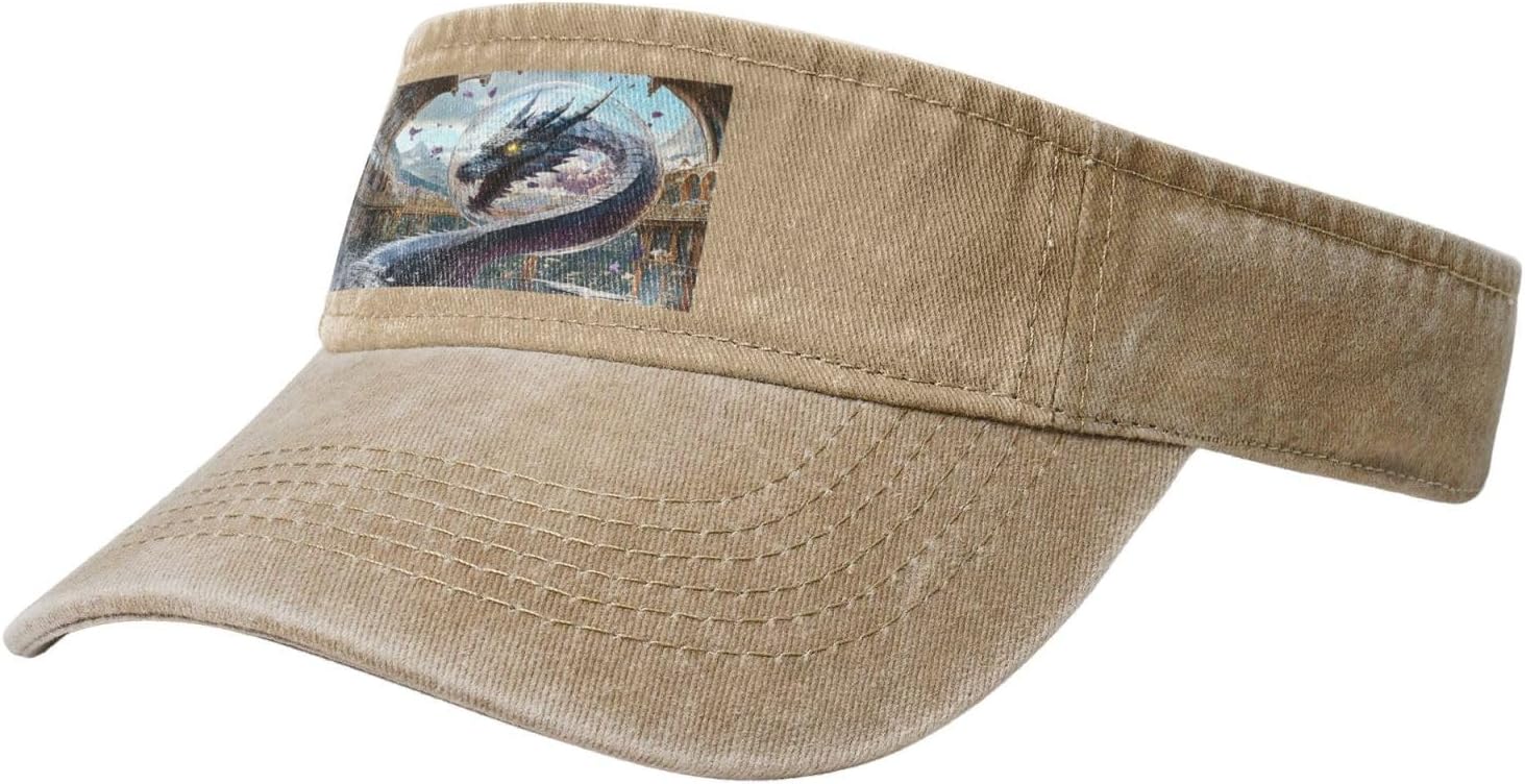 Sun Hats for Men Women Summer Sport Empty top Baseball Cotton with for Beach, Summer, European quadrupedal Dinosaur Black