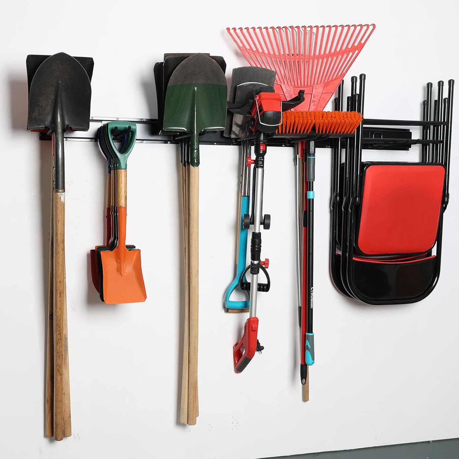 Ganchos plegables de hierro para organización de pared, colgador de herramientas resistente con diseño personalizable, ahorro de espacio, ganchos de pared de metal para organización de equipos