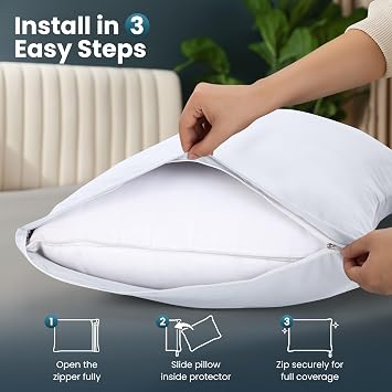 Utopia Bedding Queen Pillow Protectors - Pack of 2 - Zipper Closure - Soft Brushed Microfiber Fabric - Shrinkage and Fade Resistant Pillow Protectors Queen Size 20 X 30 Inches (White)