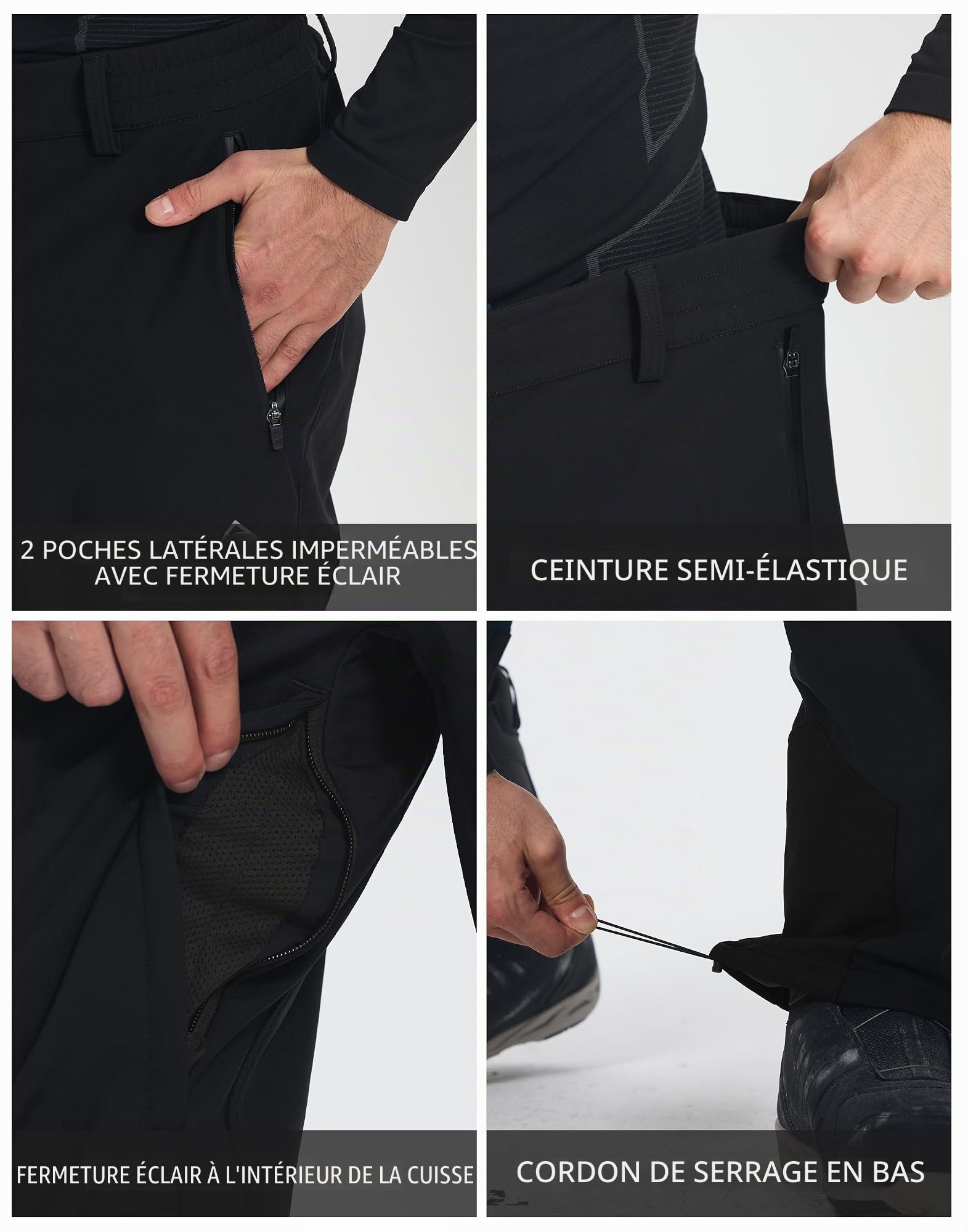 Pioneer Camp Pantalon de Ski pour Homme - Imperméable - 15 000 + mm - H2O - Coupe Doublure Softshell - Pantalon Thermique d'hiver - avec Jupe Pare-Neige