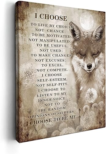 Kasluolo Cute Fox Canvas Wall Art Christian Fox Pictures for Wall Inspirational Fox Quotes - i Choose Painting Wall Décor for Bathroom Bedroom