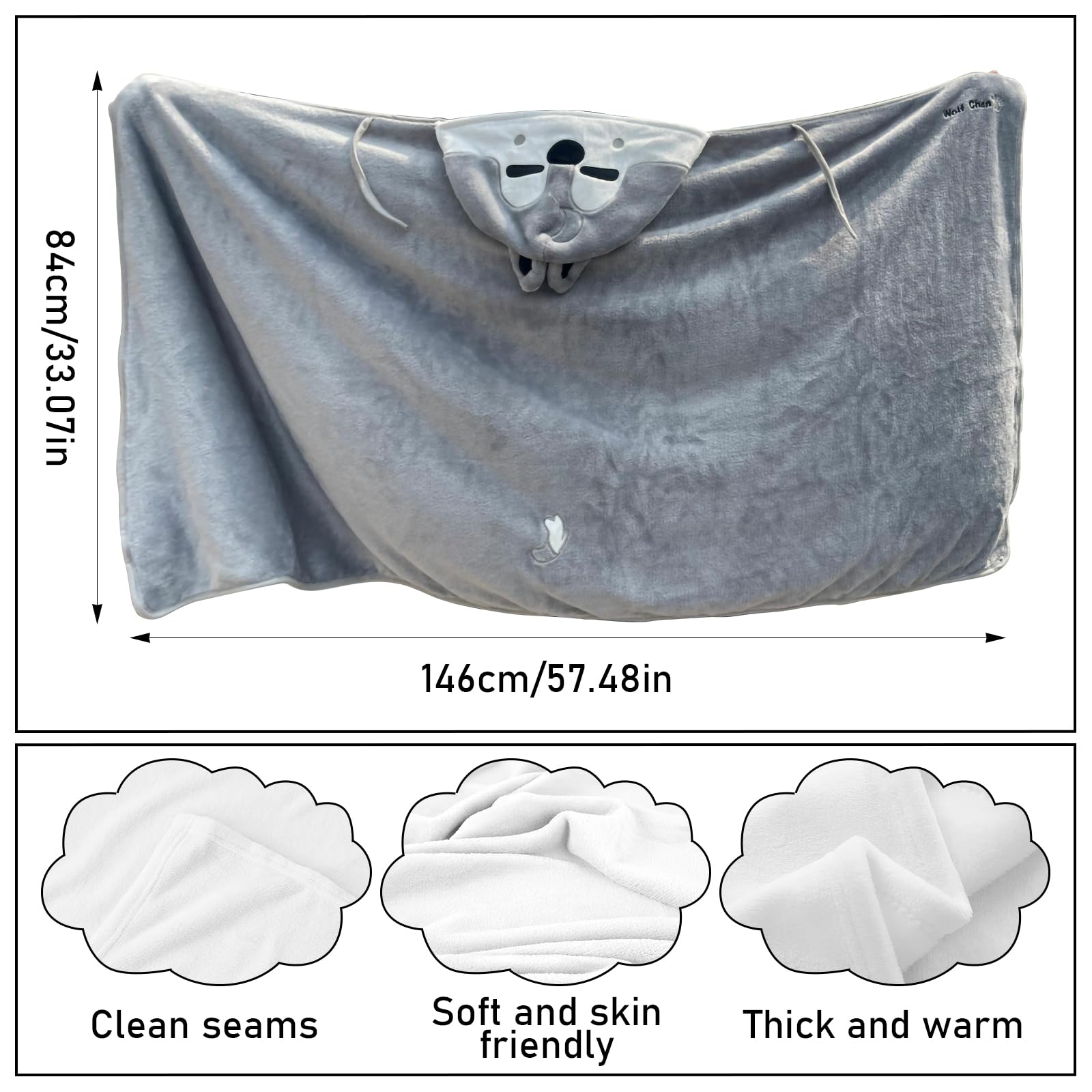 Koreanische Boygroup Plüsch Umhang mit Kapuze, Koreanische Boygroup Umhangdecke, 146 x 84 cm Wolf Bequeme Decke Umhang für Kinder, Decke für Sofa, warm, leicht und tragbar, für Schlafsäle