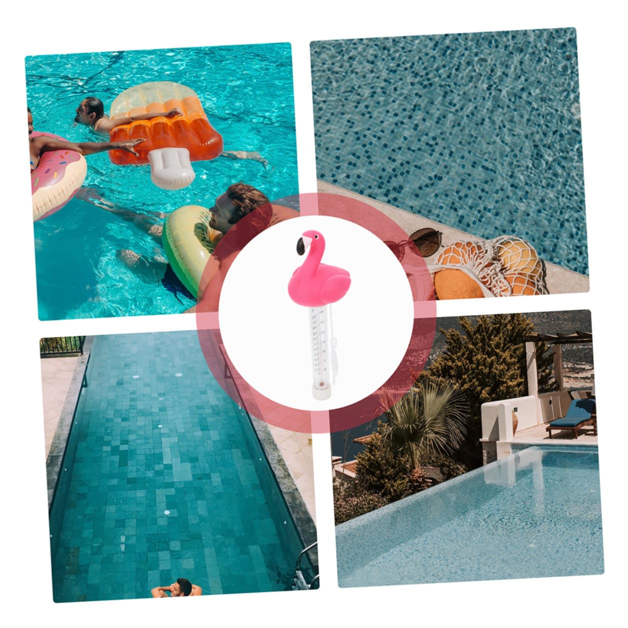 Floating Pool Thermometer 2pcs Flamingo Shape Water Temperature Measuring Tool for Indoor Outdoor Spa Hot Tub Bath Use