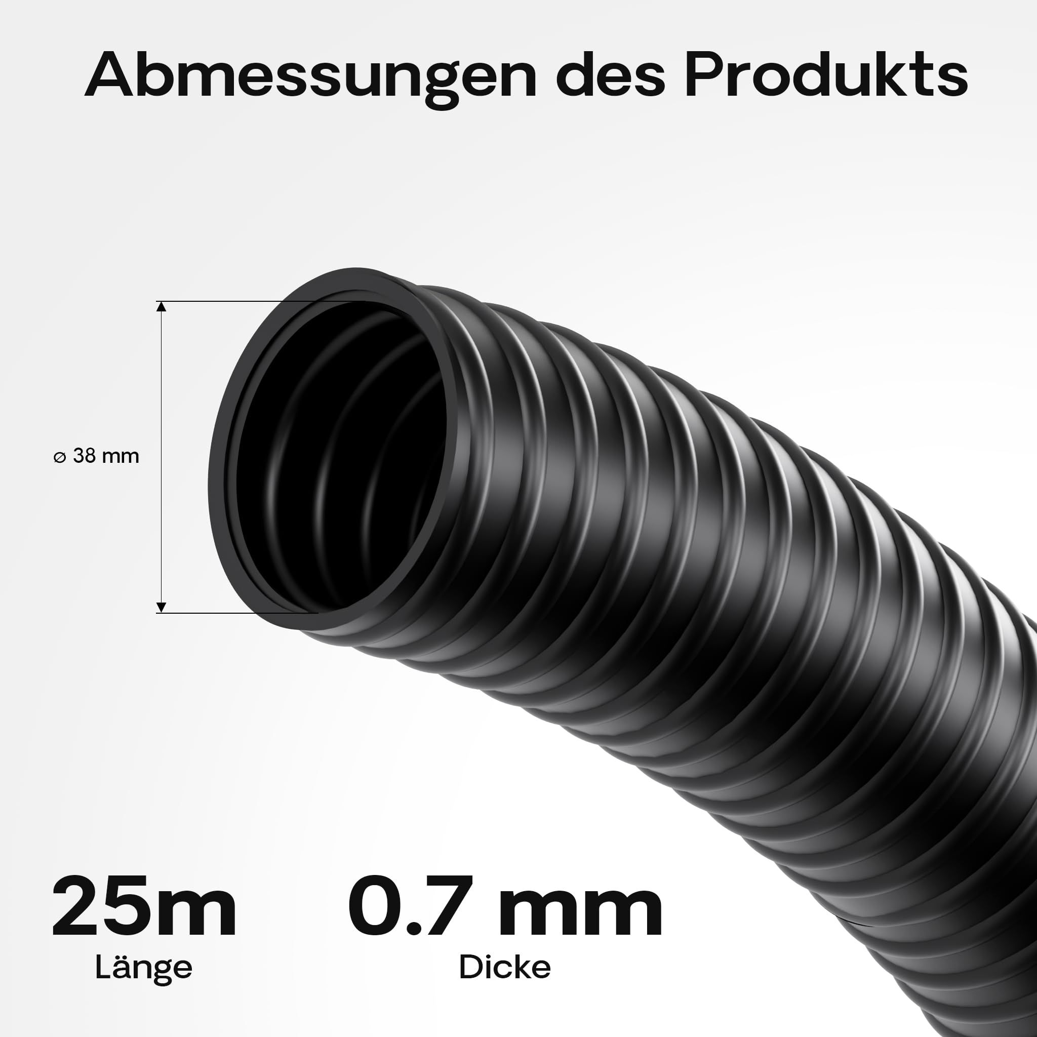 25m Manguera espiral de succión extracción para estanque 38 mm (1 1/2 ") - negro