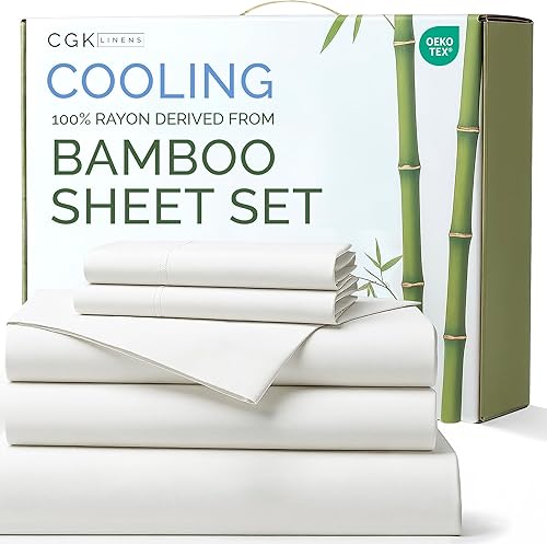 Miniatura 9 de Sábanas de bambú 100% rayón derivado del bambú, tamaño Queen, sábanas refrescantes para Queen, ultra suaves, transpirables y de lujo de hotel, 1 05