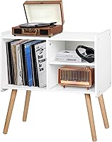 Vista 9 de Soporte para tocadiscos con almacenamiento para discos de vinilo, mesa para tocadiscos de mediados de siglo para sala de estar, dormitorio