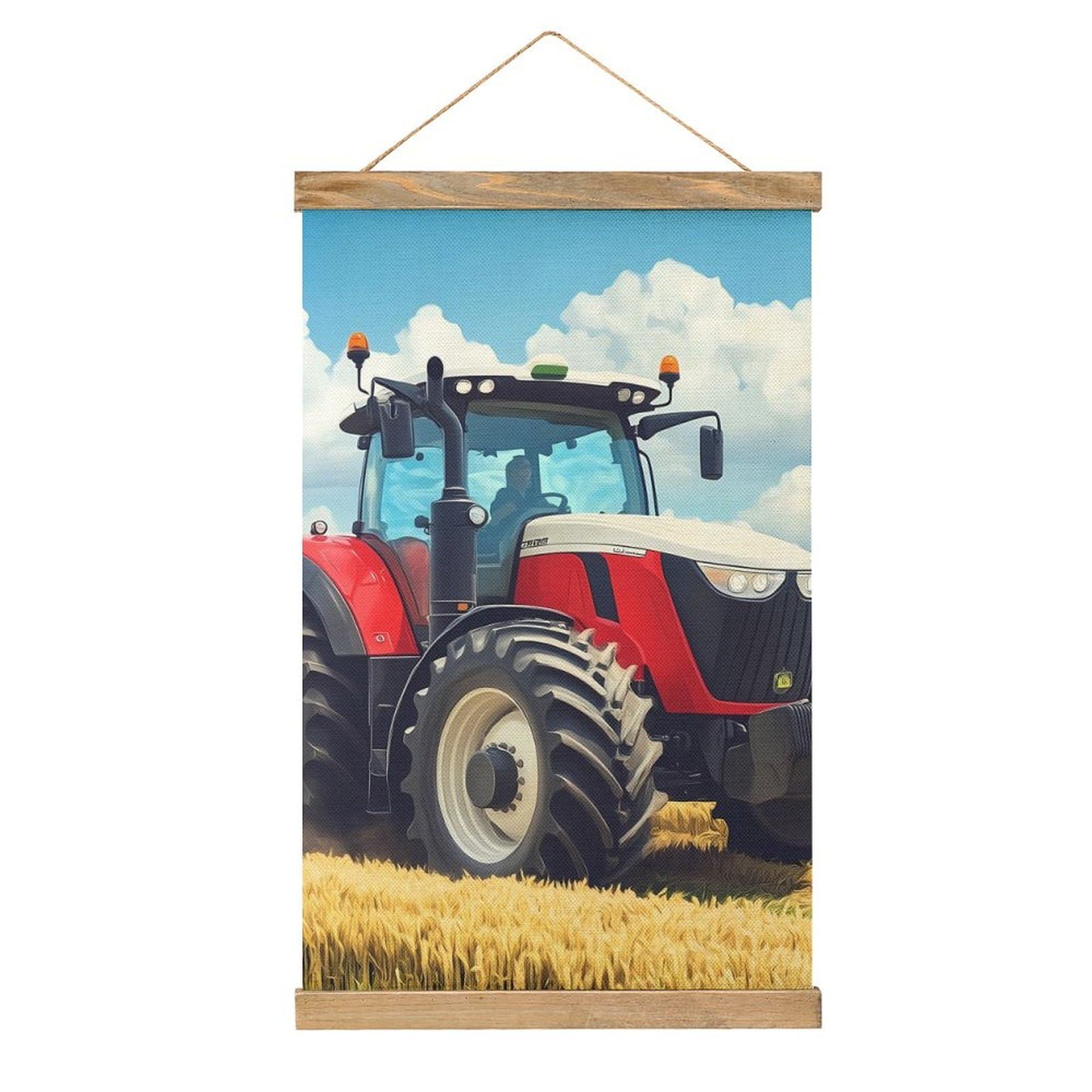 CGSBNGHA Tractor Printed Wall Art Prints Linen Hanging Painting Scroll Paintings Pictures Decor for Home