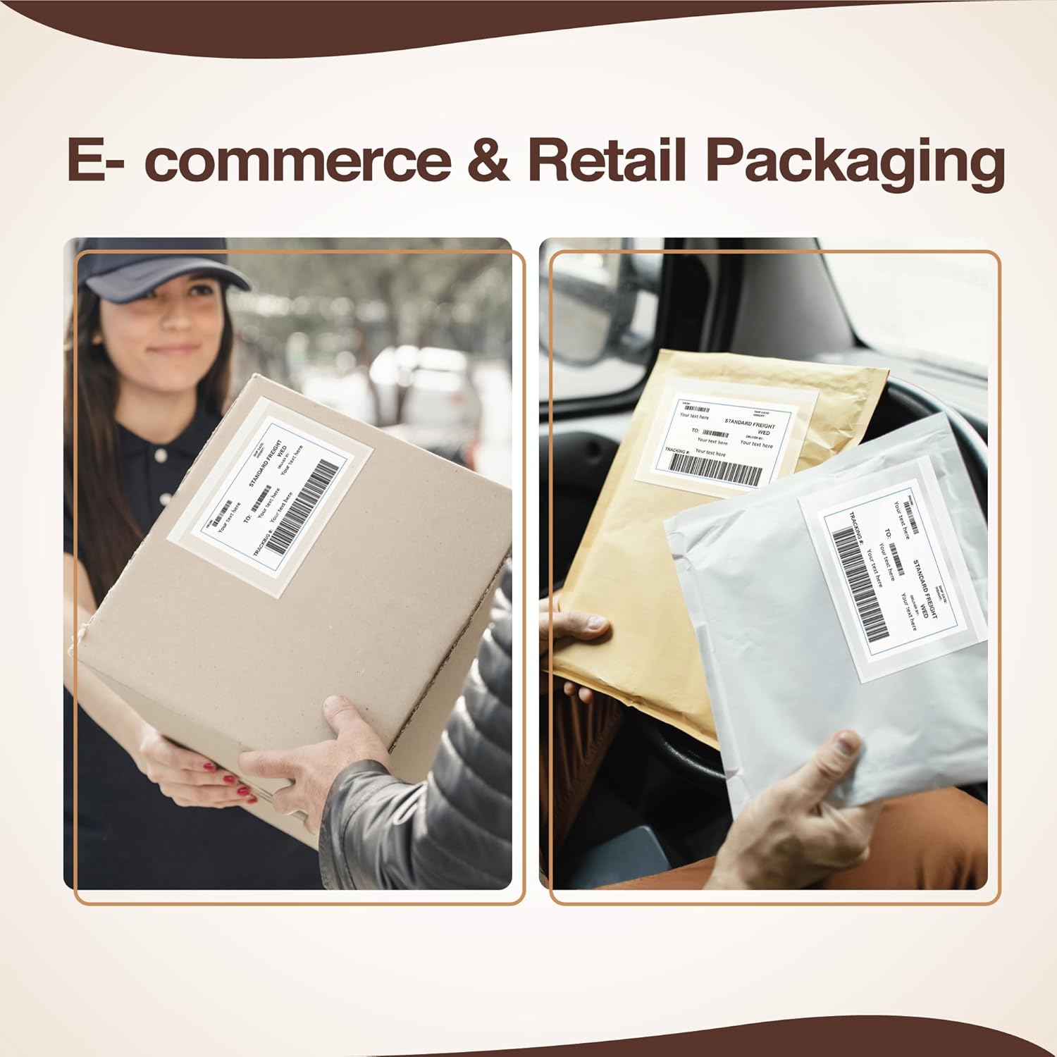 7x10 Shipping Label Sleeves 200 Pack- Strong Adhesive Back for Secure Package Labelling, Protects Documents with Packing Slip Pouches -Packing Sleeves for Mailing and Packaging -WaterProof and Durable