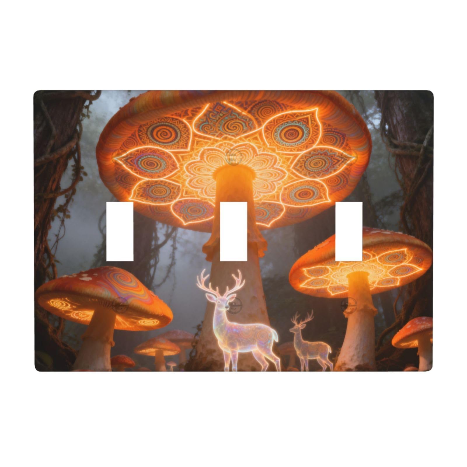 Bohemian Style 3 Gang Switch Plate Cover-Unbreakable Polycarbonate Wall Plate, Heat Resistant Toggle Switch Decor for Home