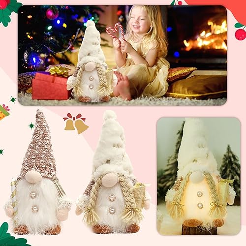 Miniatura 4 de FRAKYEN Decoraciones de peluche de gnomo de Navidad, decoración de gnomos de verano, gnomos de Navidad, felpa luminosa con luces, adornos de muñeca