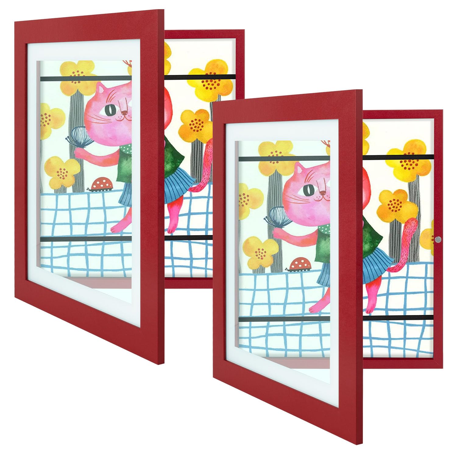 2 Pack 10x12.5 Front-Opening Kids Artwork Frames Changeable (Red)