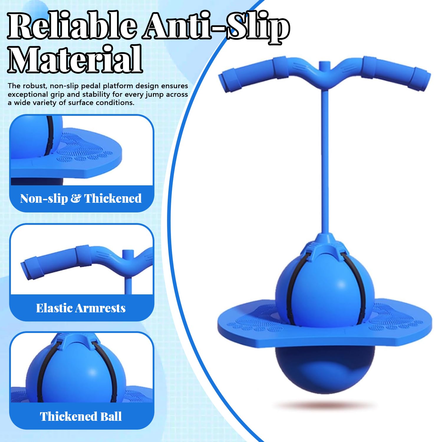 Ballon de Saut Pogo pour Enfants et Adultes, Jouet Sauteur d'extérieur, Balle de Saut d'équilibre, Ballon D'équilibre Élastique Antidérapant, Balle sauteuse équilibrée (Bleu)