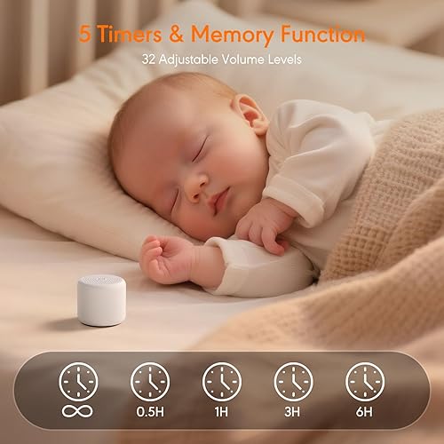 Miniatura 4 de Máquina de sonido portátil para bebés y adultos, máquina de sonido de viaje, mini máquina de ruido blanco para dormir con 18 sonidos relajantes,