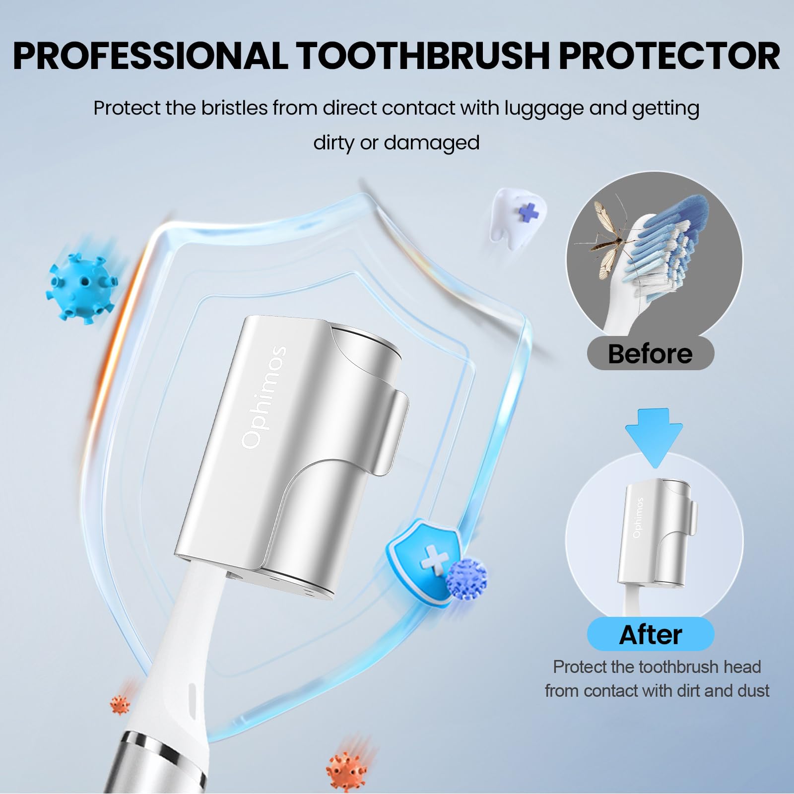 Cubierta protectora de aleación de aluminio para cabezal de cepillo de dientes, respetuosa con el medio ambiente y antigrietas, lista para viajar para la mayoría de cepillos eléctricos