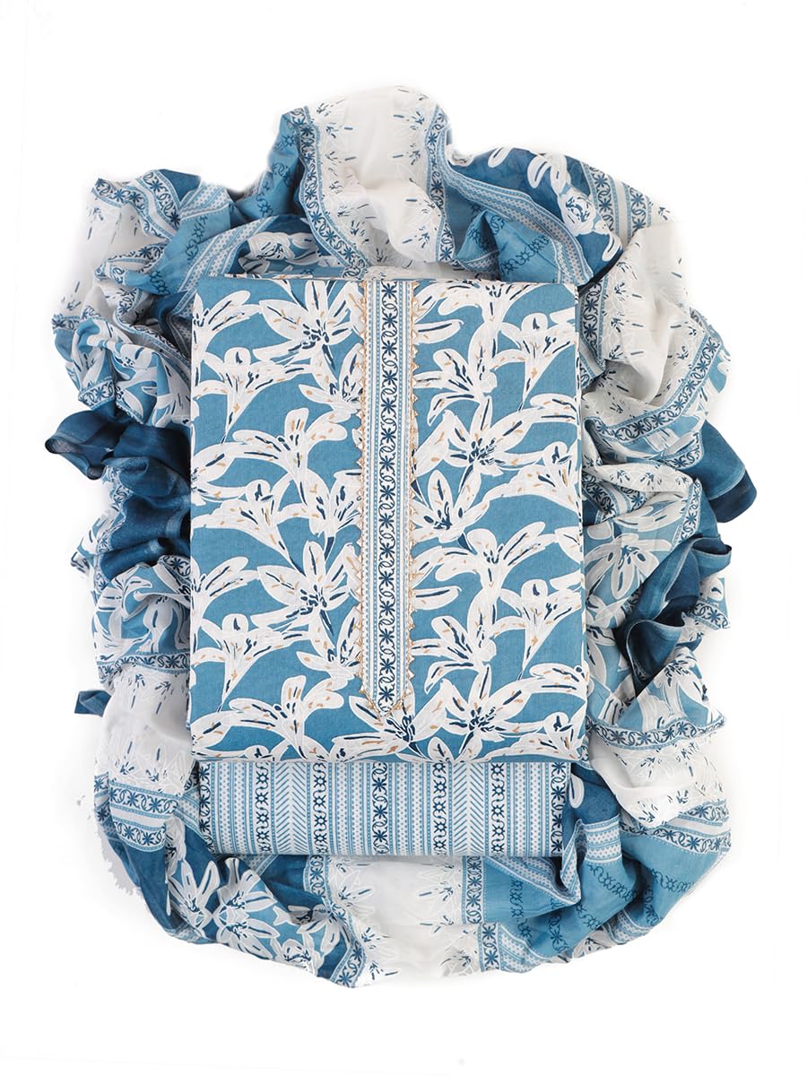 Women's Cotton Blend Unstitched Printed Dress Material-image-2