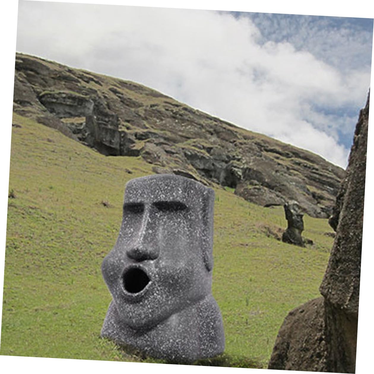 Scatola di Fazzoletti Moai in Resina Nera Design Creativo, Facile Sostituzione Carta e Decorazione Unica per Casa e Ufficio