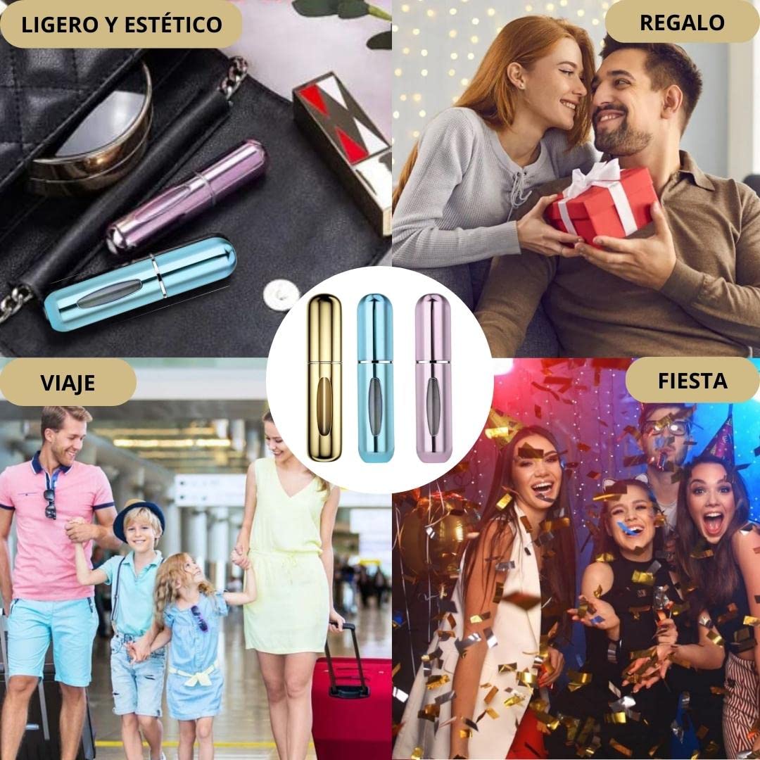 3 SZTUK 5ML Akumulator perfum Atomizer, Mini przenośna butelka z rozpylaczem, Akumulator do wody kolońskiej, miniaturowe perfumy bez wycieków, butelka.Idealny na wieczór, podróże, imprezę, randkę.