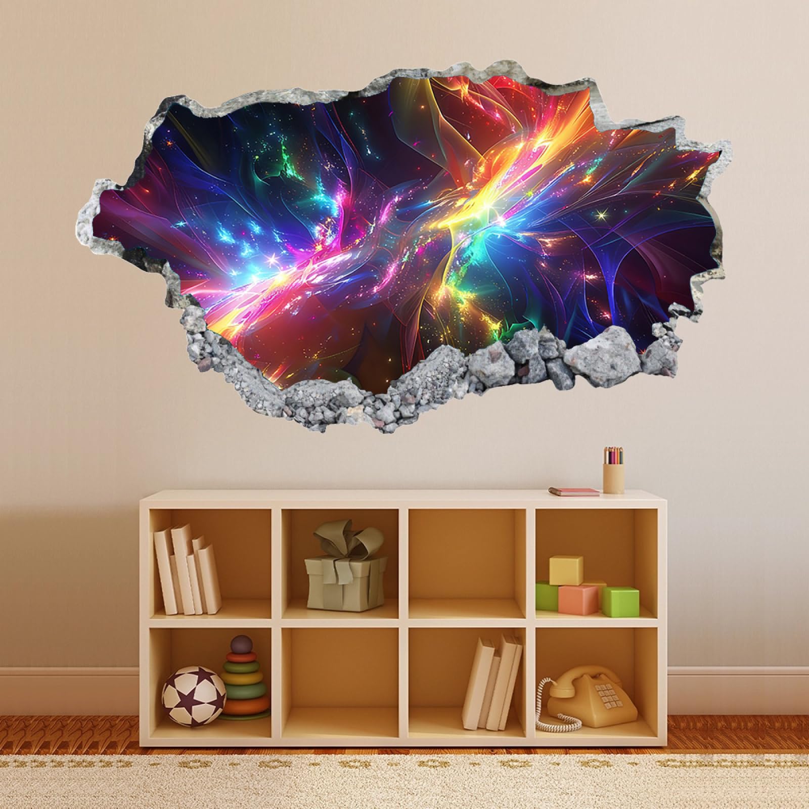 Pegatinas de decoración de pared Universo Espacial Arte Póster Tatuaje Roto Calcomanías de vinilo para pared para decoración del hogar, fiesta, cumpleaños, boda 70x122cm