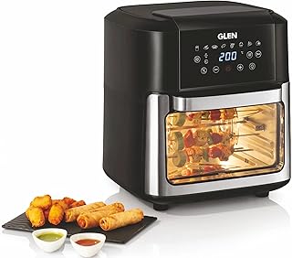 Glen Digital Air Fryer Oven for Home, 12 Litre, 2000W, 8 Preset Function, Rotisserie, Digital Display & Controls, Airfryer to Dehydrate, Bake, Roast, Toast with Less Oil, 8 Accessories (SA 3040 DSS)