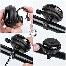 Xthuge Classic Bike Bell, Aluminum Bicycle Bell, Loud Crisp Clear Sound Bicycle Bike Bell for Adults Kids(Black-Left Hand Use)