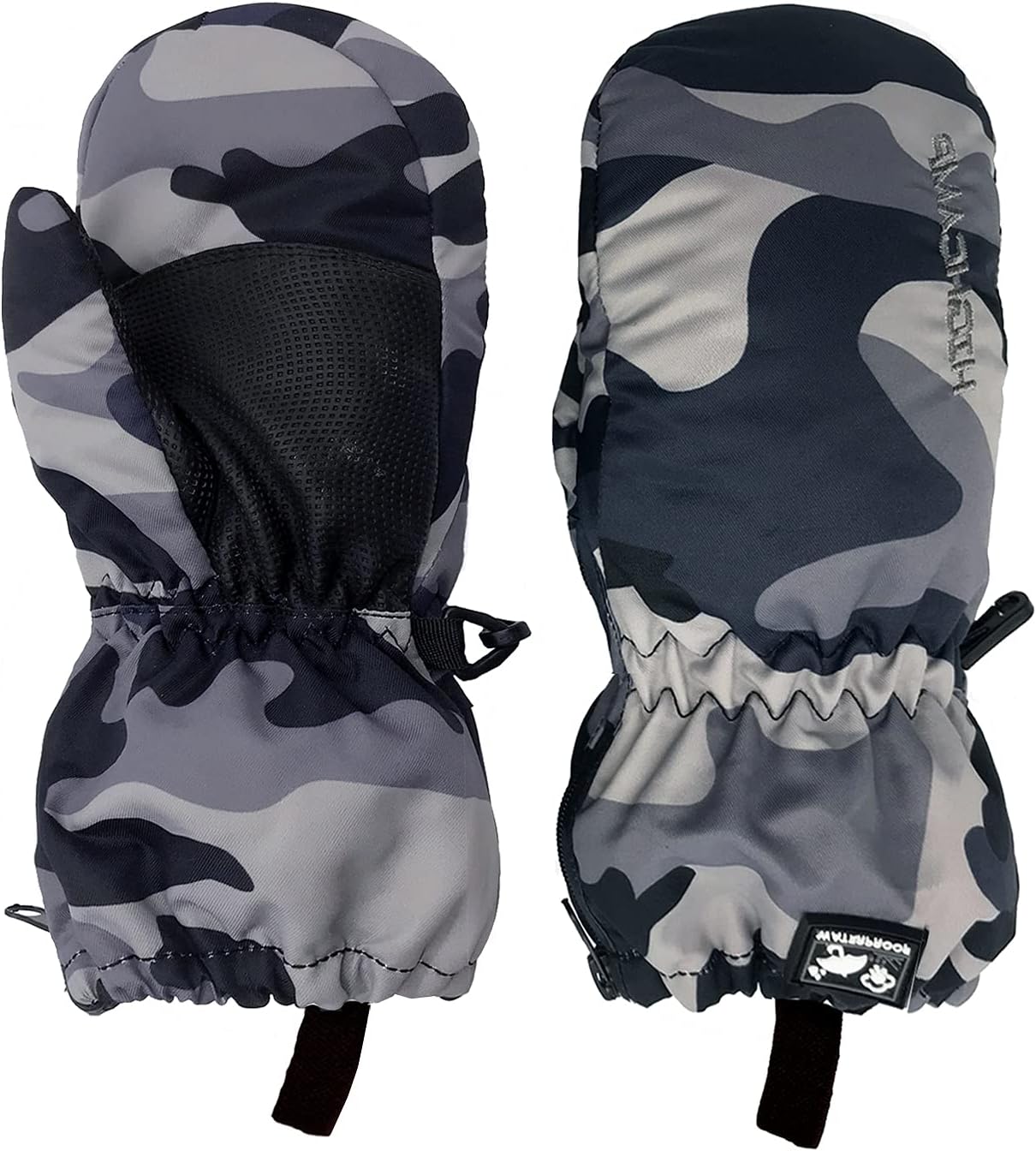 HIGHCAMP Kids Winter Waterproof Ski Snow Mittens Warm with Zipper for Toddler Boys Girls : Clothing, Shoes & Jewelry