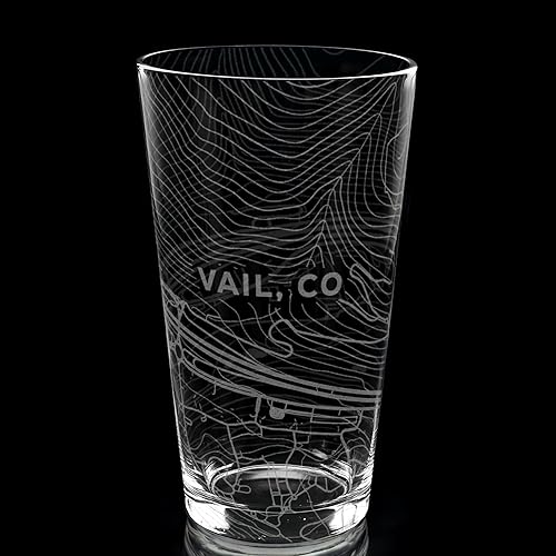 Vista 17 de BRECKENRIDGE COLORADO Engraved Pint Glass Great Ski Resort Mountain Topography Map Gift Idea!