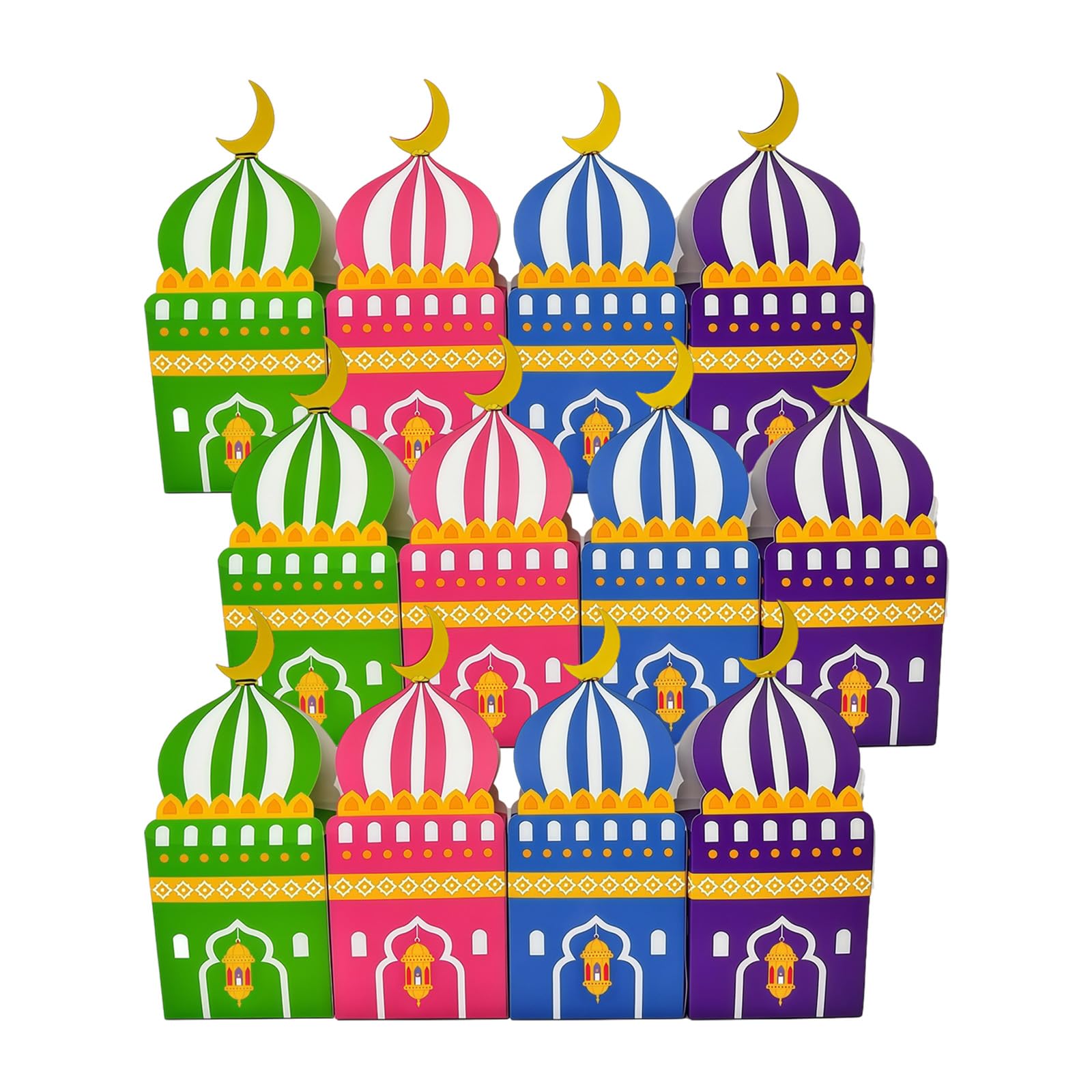 Xjdzineq 12Pcs Middle Eastern Gift Box Mosque Shape Paper Candy Chocolate Holder Boxes for Festival Wedding and Cultural Event Party Decorations
