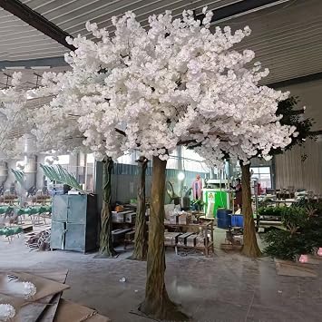 Artificial Silk Cherry Blossom Flowers Branches, Faux Cherry Peach Tree, Home Decoration, Wedding, Party White-1.8mx1.5m