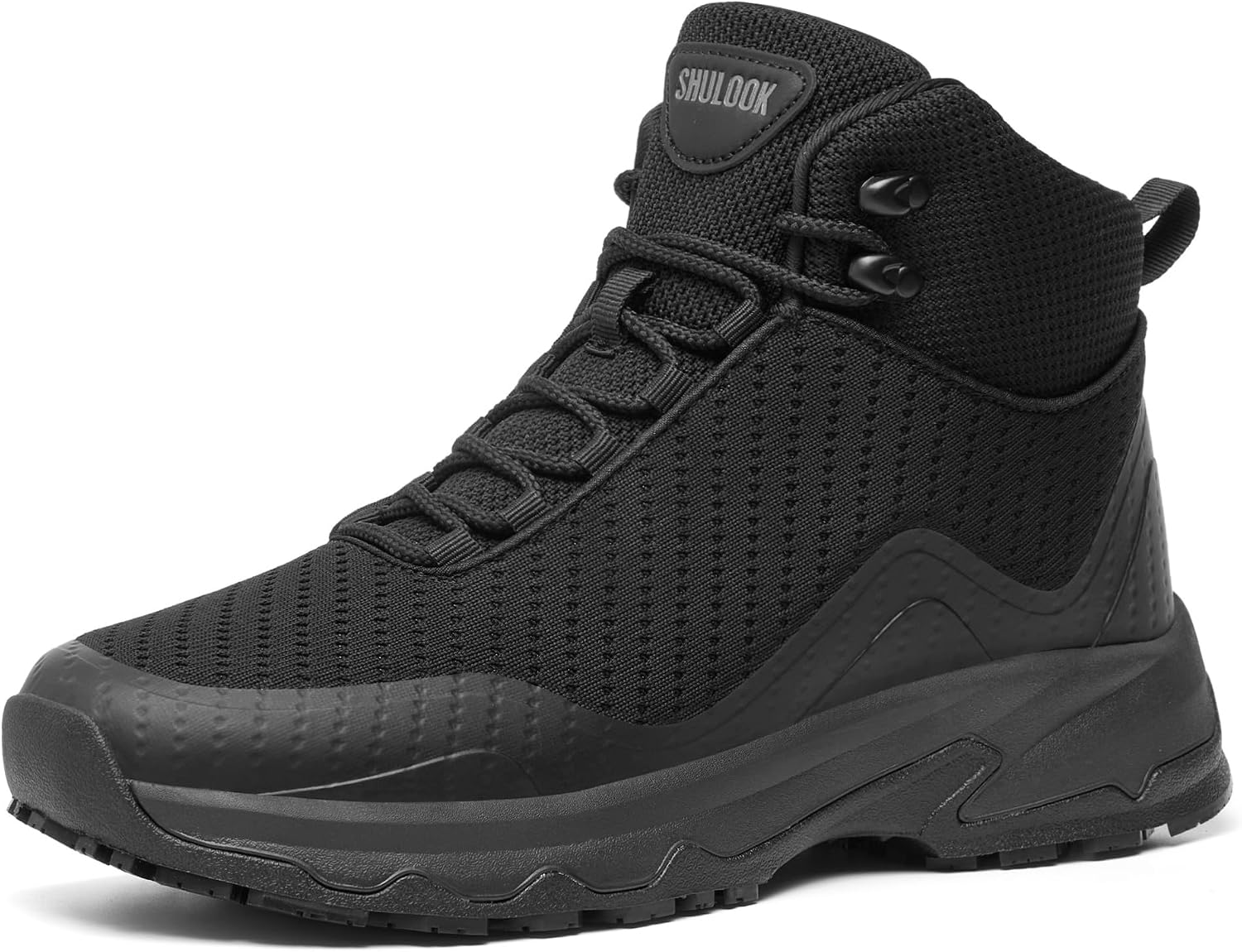 SHULOOK Non Slip Work Boots for Men Restaurant Kitchen Food Service Black