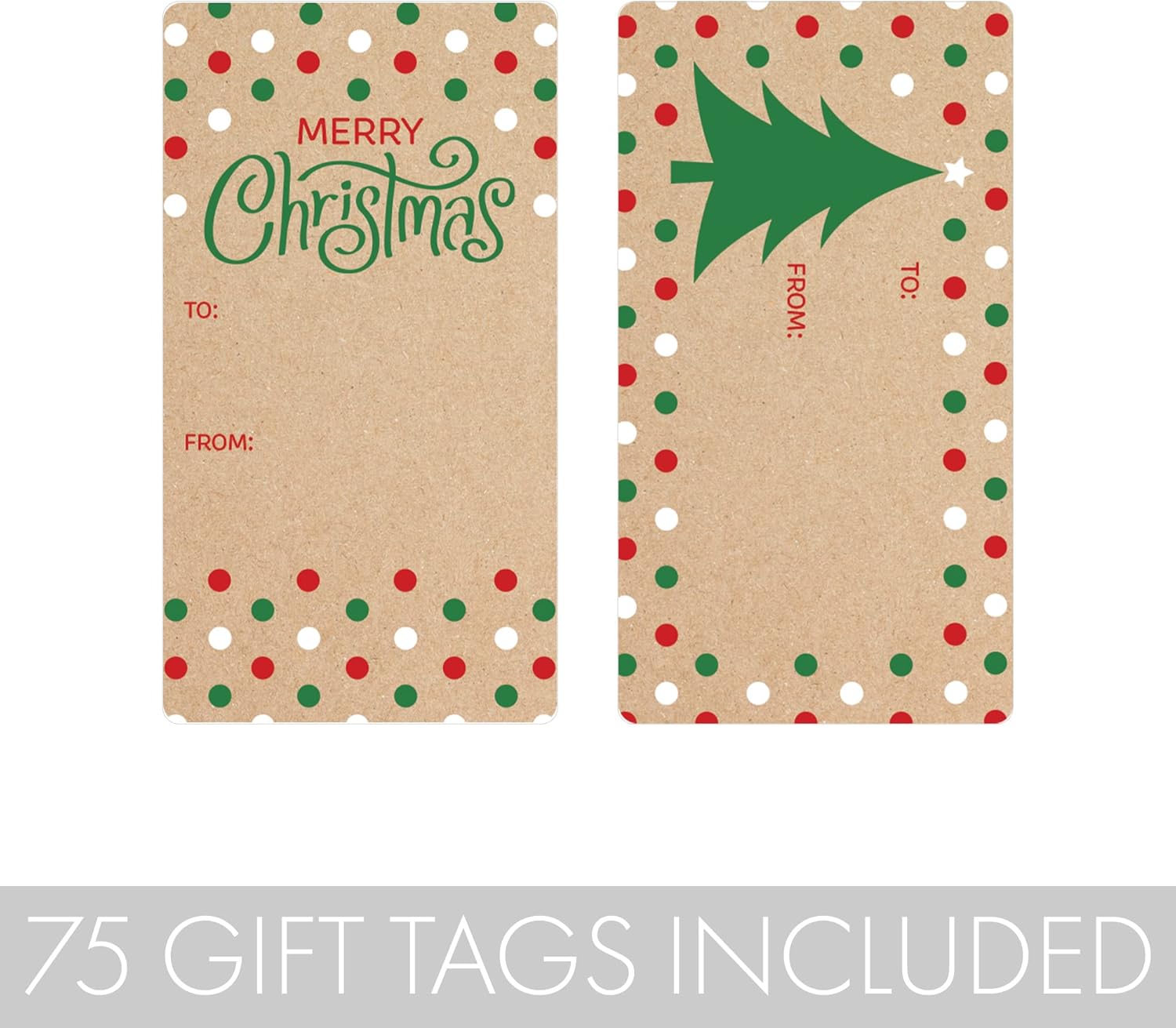 Polka Dot Kraft Christmas Gift Tag Stickers – 75 Labels - Red and Green Dotted Peel and Stick Gift Wrap Tags – Christmas Holiday Self Adhesive Gift Box Stickers : Health & Household