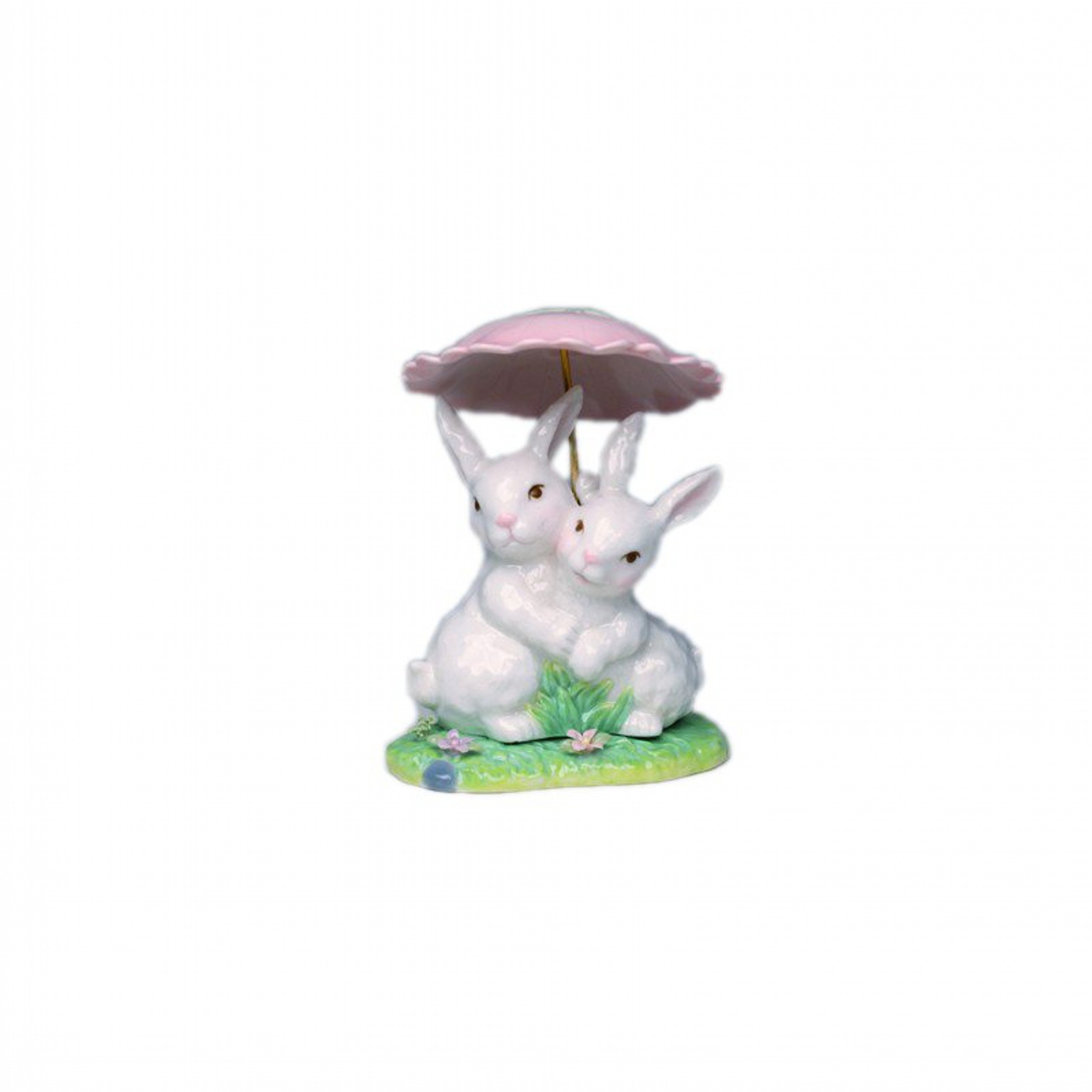 Cosmos Gifts 20877 Porcelain Rabbit Couple Under The Umbrella Figurine, 4-1/4-Inch, Pink