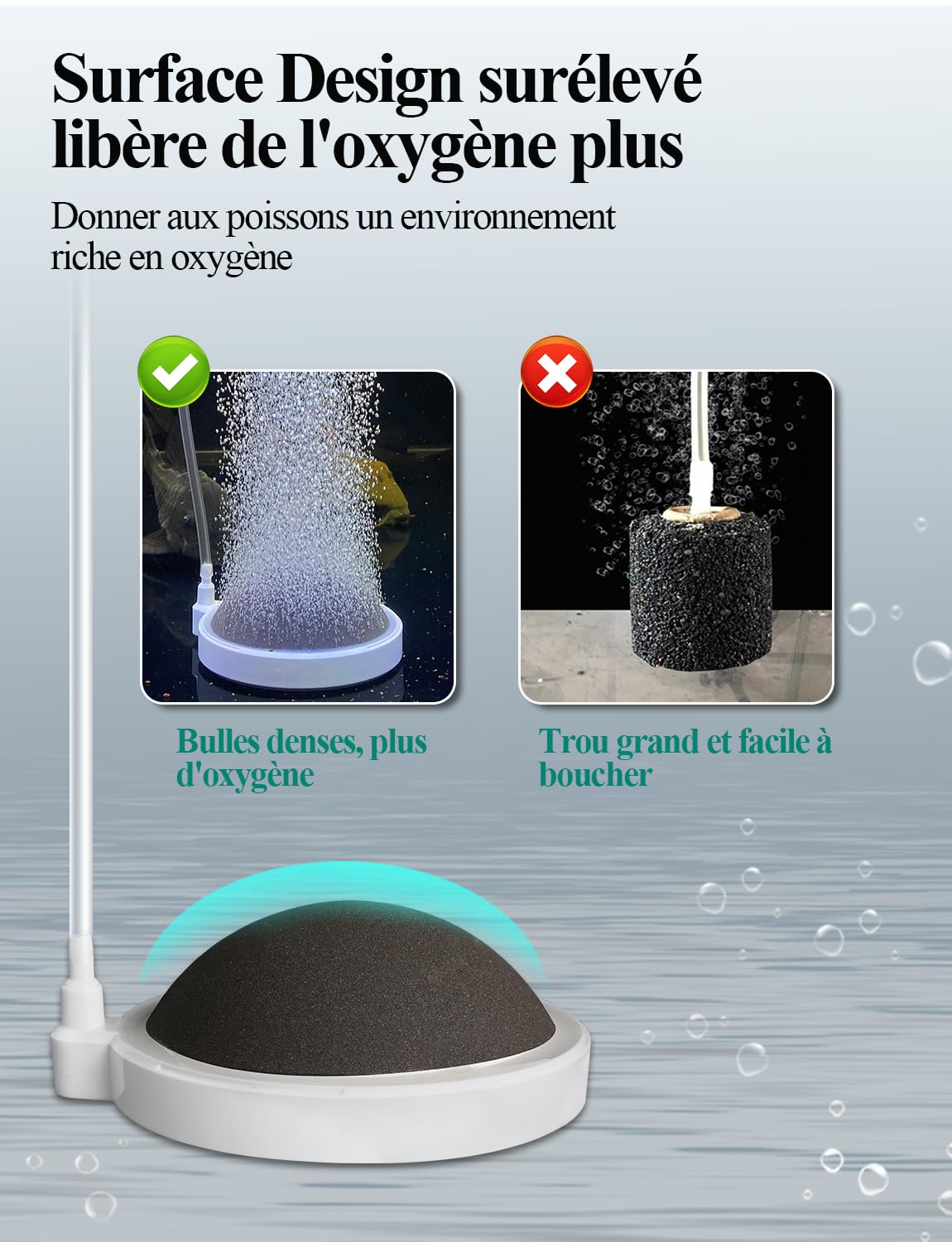 boxtech Aquarium Pierre a Air, Diffusore d'aria per acquariofilia, per silenziatore diffusore di ossigeno per pesci, gamberi e piante idroponici (80 mm, pompa ad aria non inclusa)